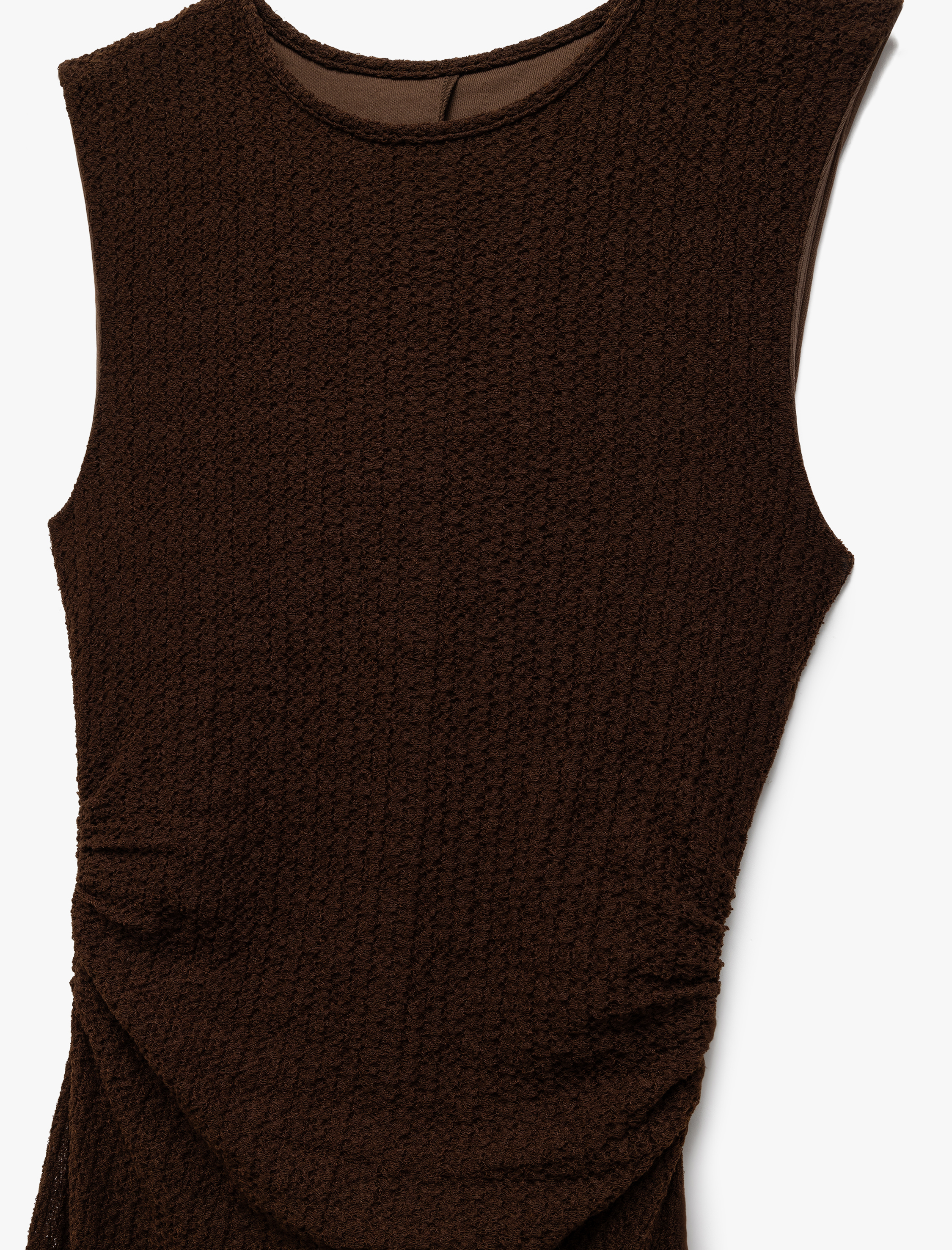 Koton X Sima Tarkan - Drapeli Yırtmaçlı Yuvarlak Yaka Kolsuz Kalem Uzun Bürümcük Elbise