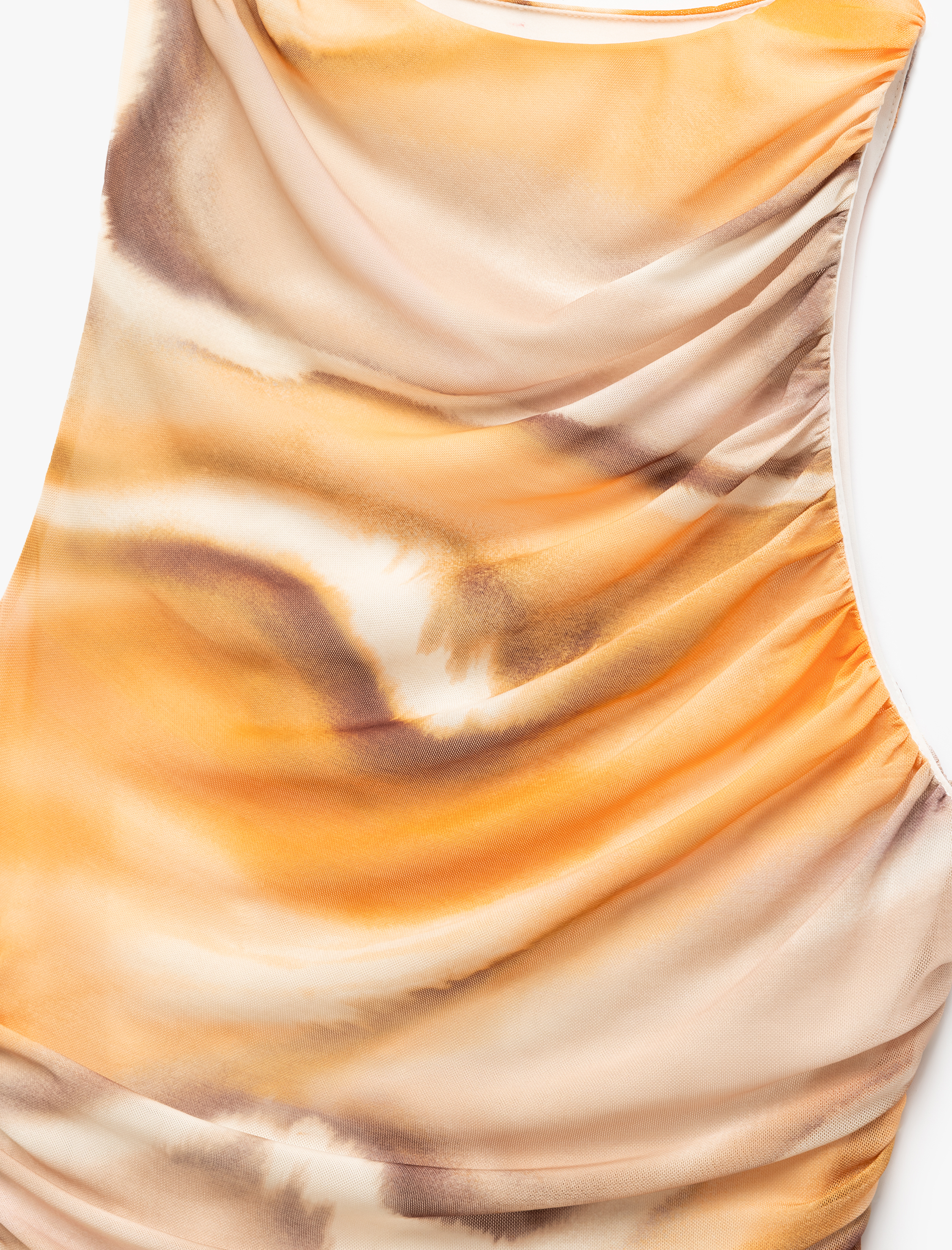   Koton X Sima Tarkan - Drapeli Bisiklet Yaka Batik Desenli Kolsuz Tül Bluz