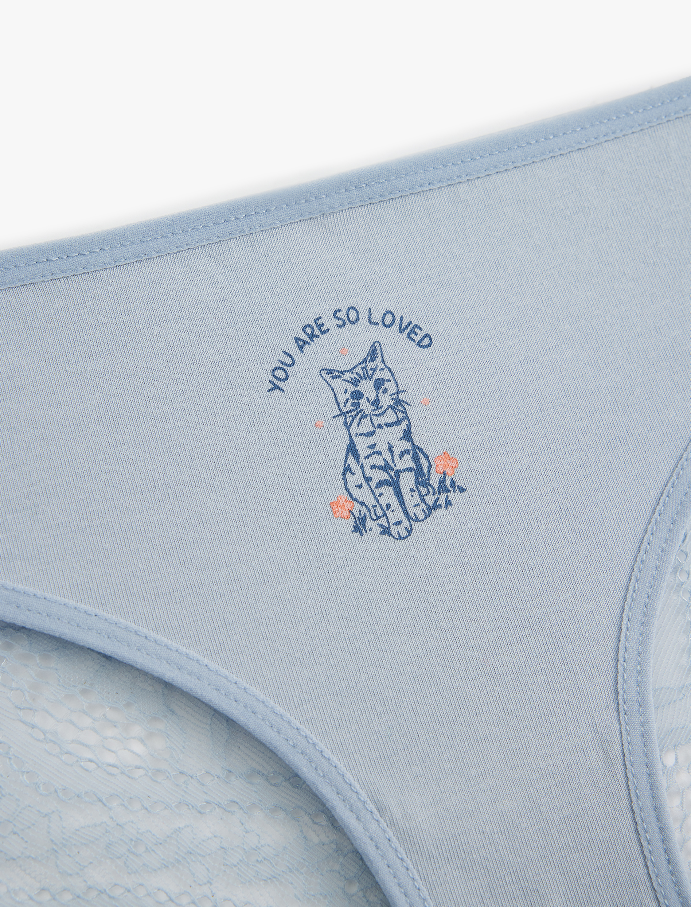   Pamuklu Arkası Dantelli Kedi Baskılı Kadın Brazilian Külot