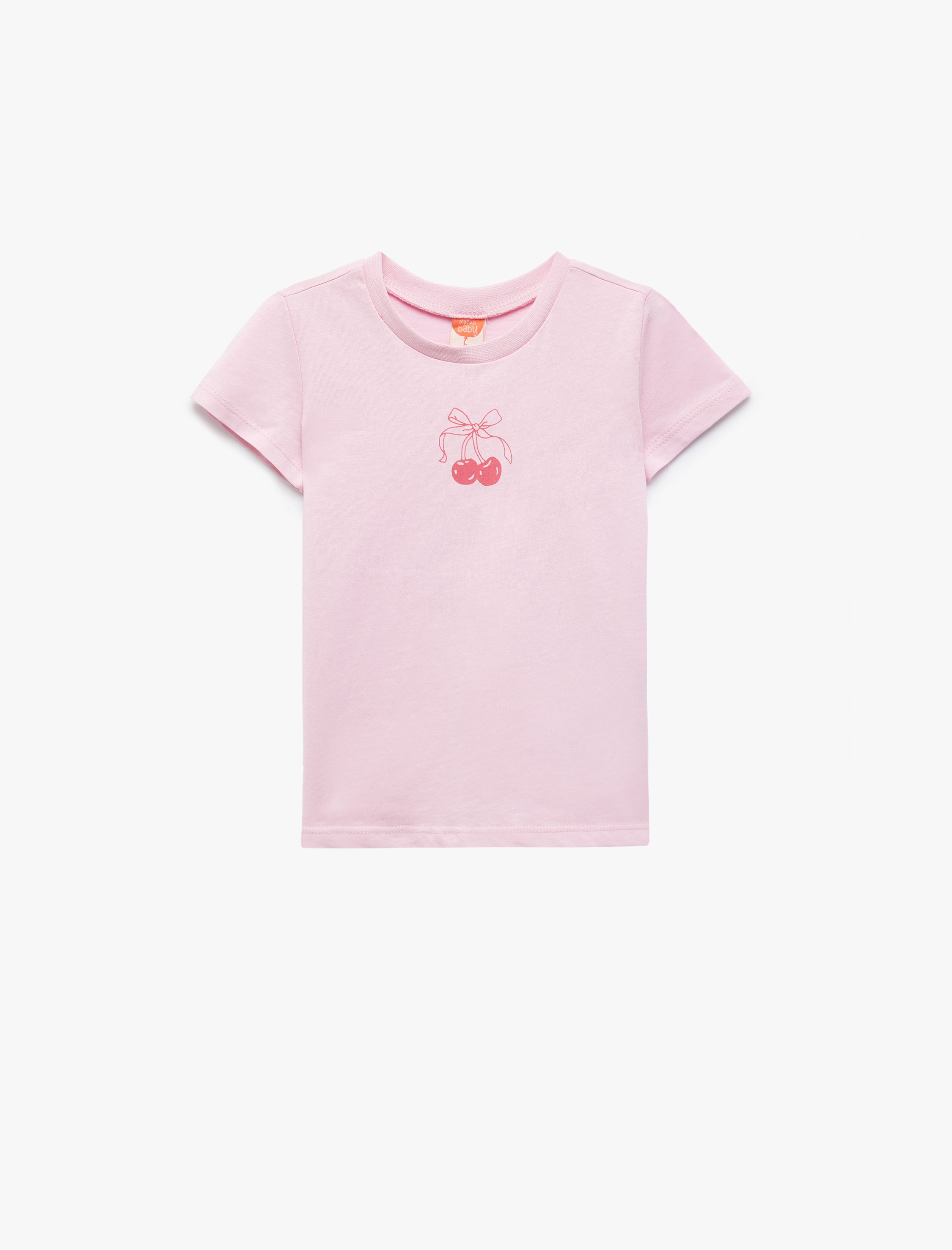  Kız Bebek Pamuklu 3'lü Kiraz ve Fiyonk Baskılı Tişört Seti