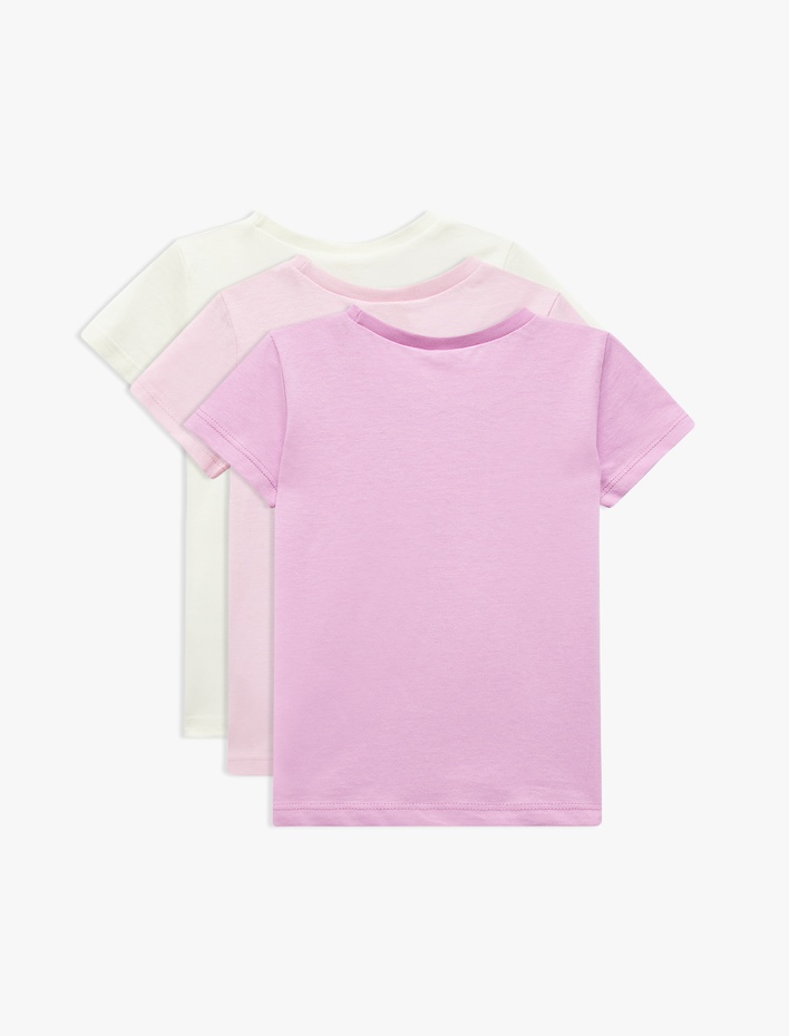 Kız Bebek Pamuklu 3'lü Kiraz ve Fiyonk Baskılı Tişört Seti