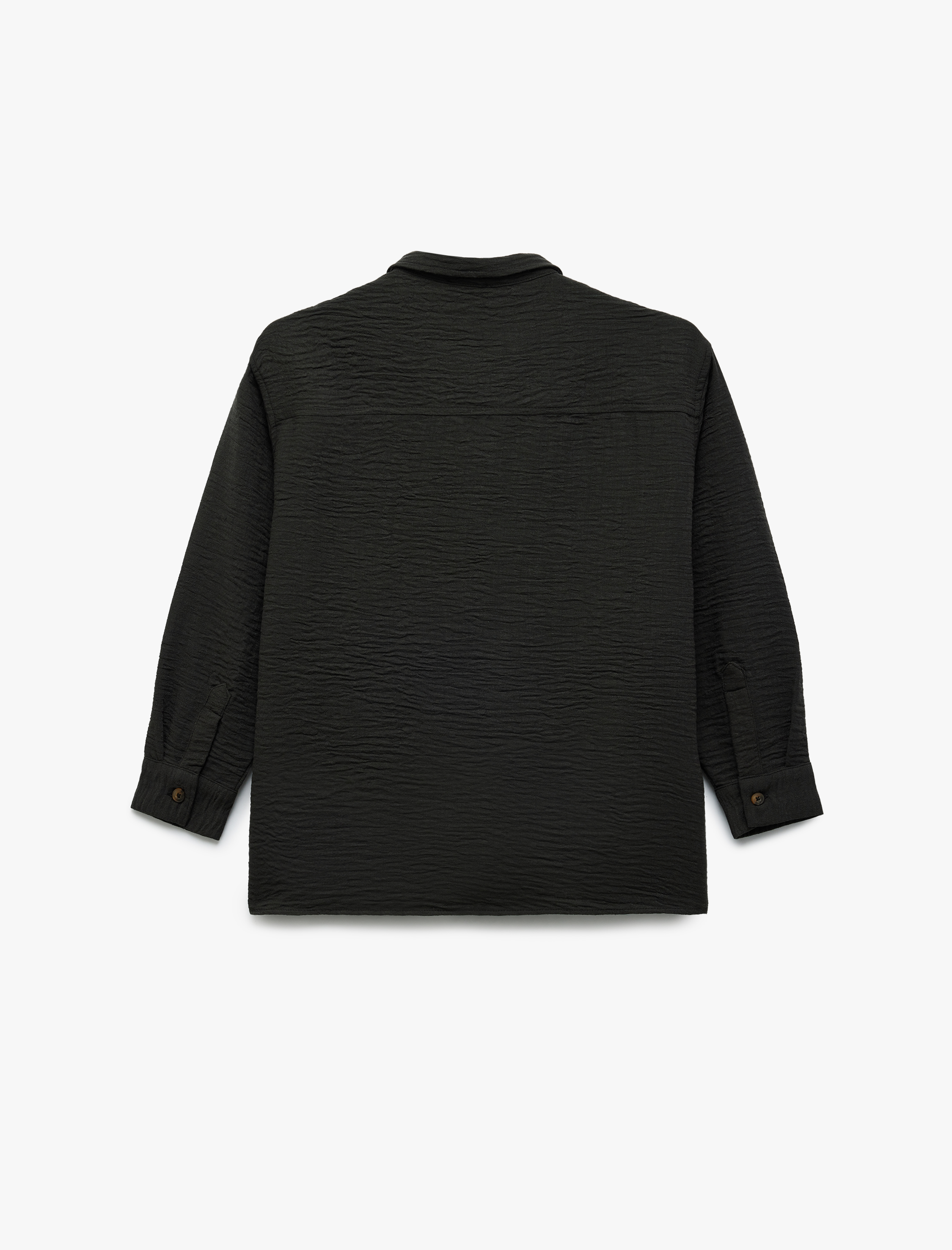  Erkek Çocuk Uzun Kollu Düğmeli Klasik Yaka Cep Detaylı Etiket Baskılı Gömlek