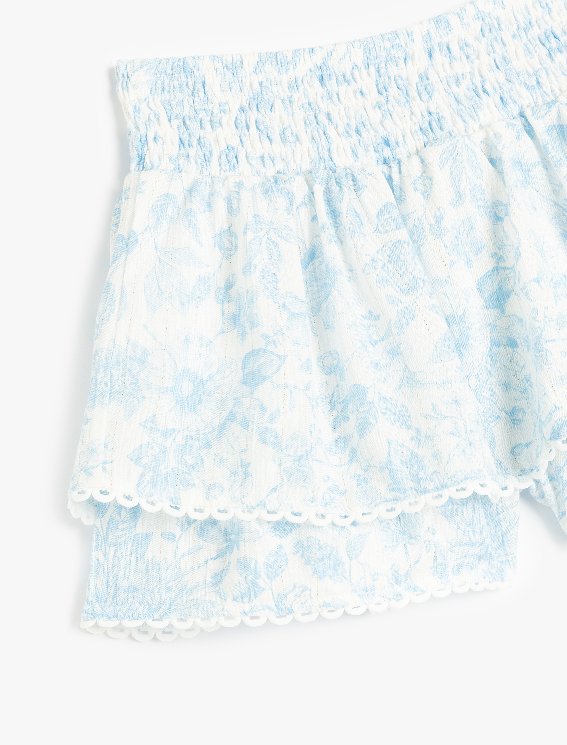 Kız Çocuk Viskon Gipeli Şifon Çiçekli Katlı Mini Şort Etek