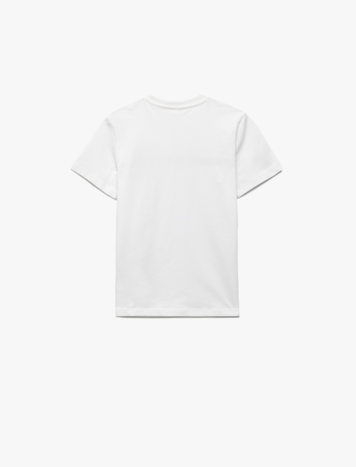 Erkek Çocuk Pamuklu Kısa Kollu Bisiklet Yaka Baskılı Tişört