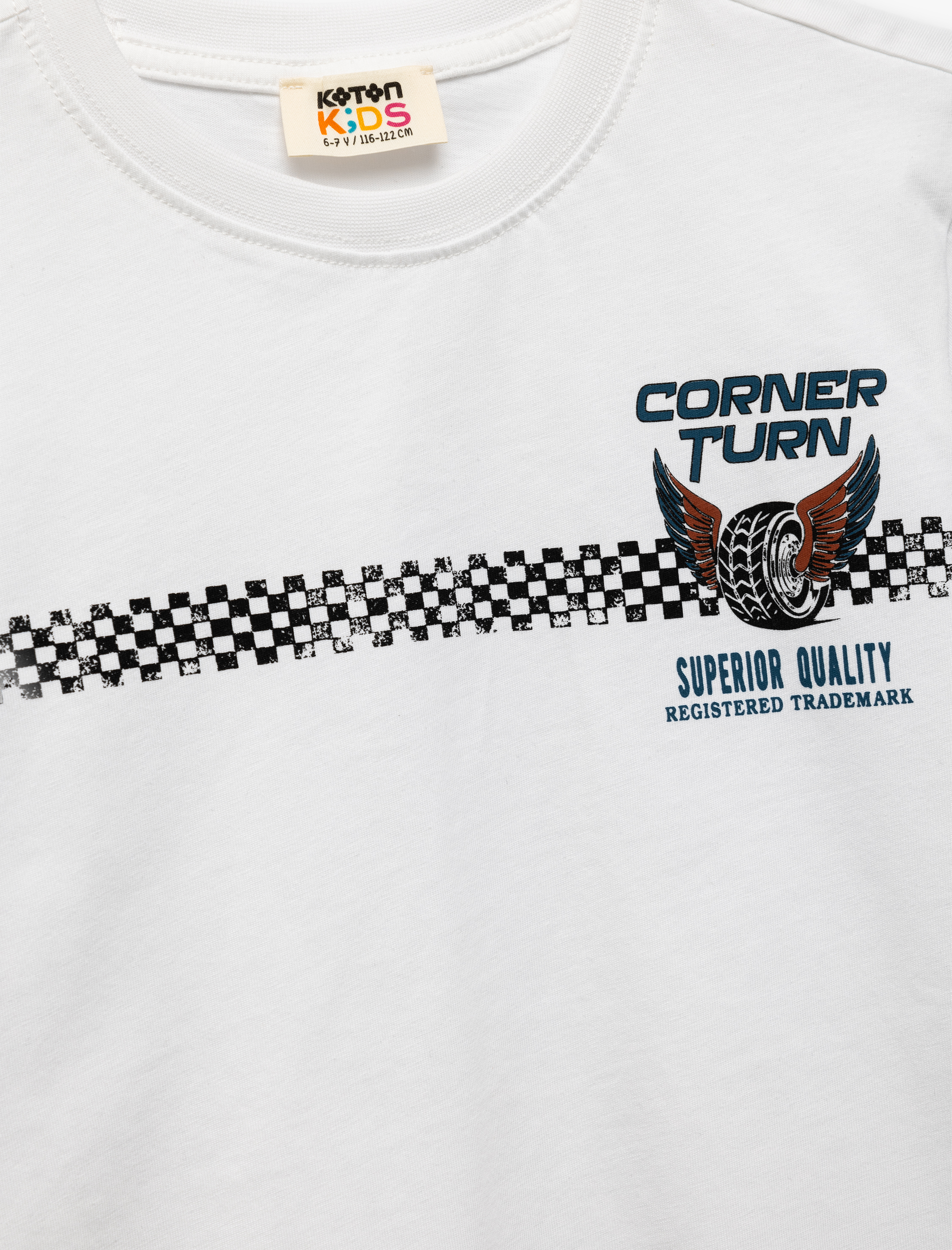  Erkek Çocuk Pamuklu Kısa Kollu Bisiklet Yaka Baskılı Tişört