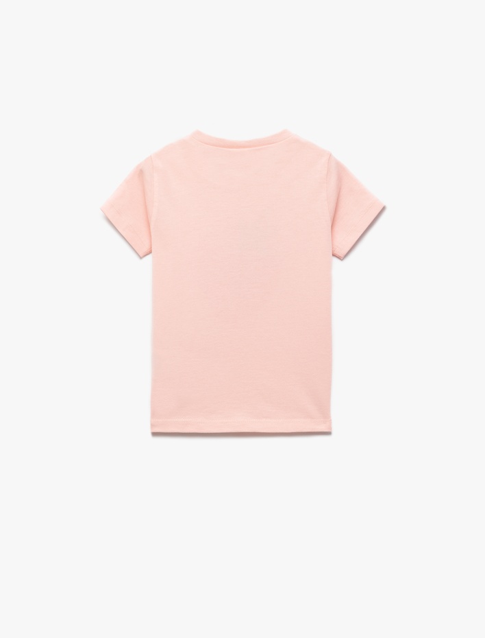 Kız Bebek Pamuklu Kısa Kollu Skinny Fit Bisiklet Yaka Çilek Baskılı Tişört