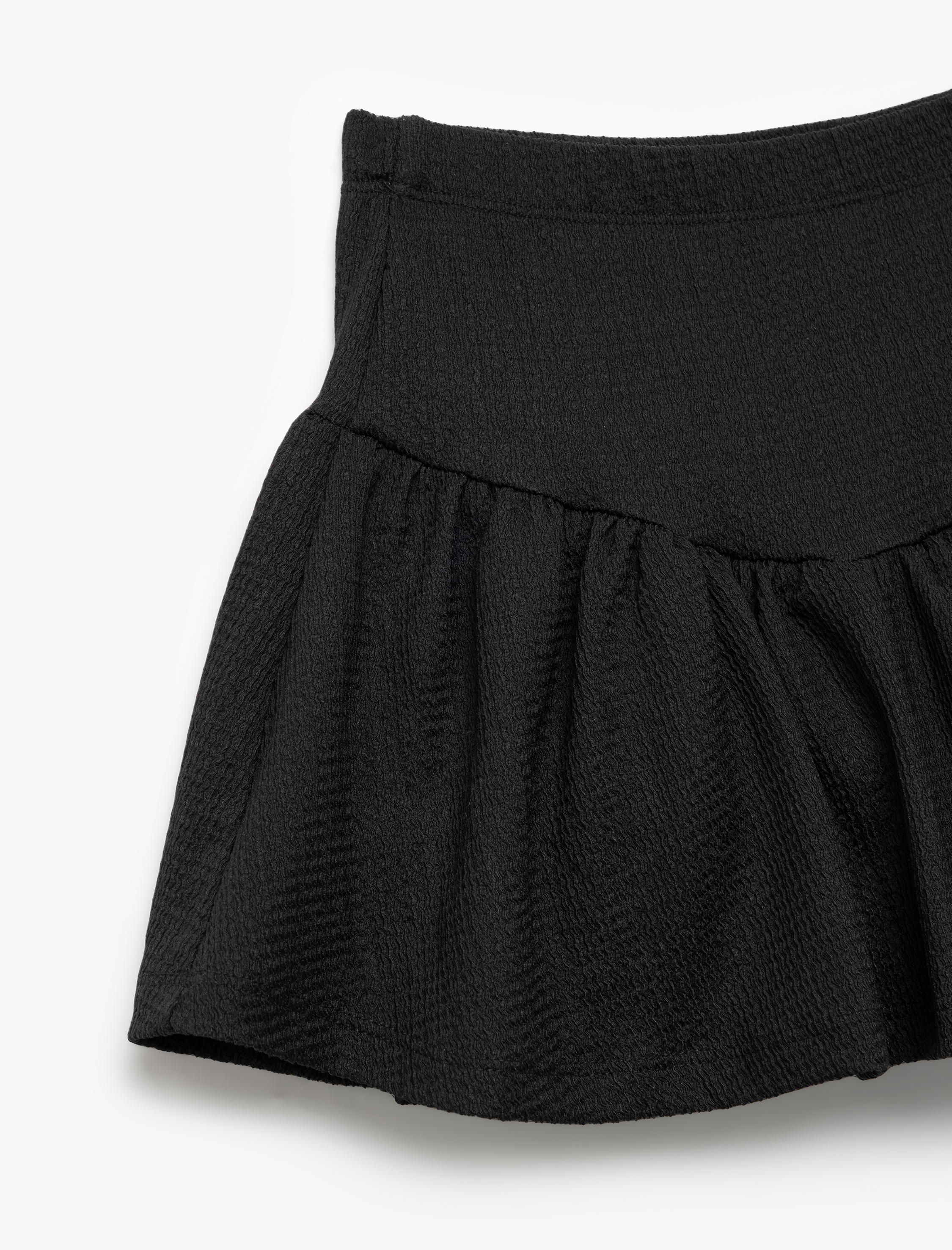 Kız Çocuk Beli Lastikli Dokulu Volanlı Şort Etek