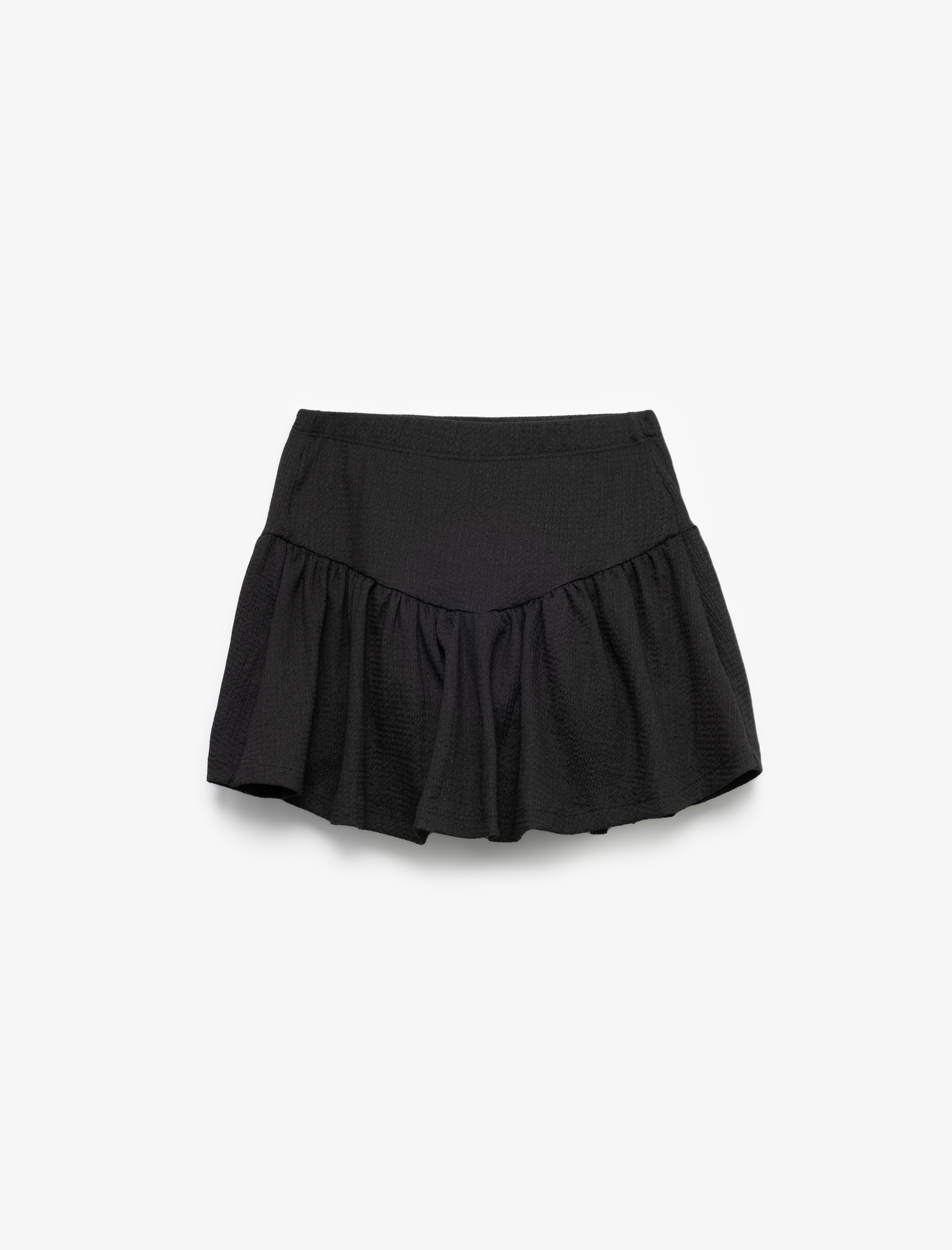 Kız Çocuk Beli Lastikli Dokulu Volanlı Şort Etek