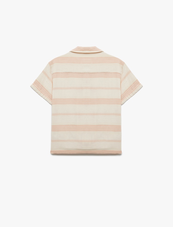 Erkek Çocuk Pamuklu Tek Cep Detaylı Kısa Kollu Gömlek