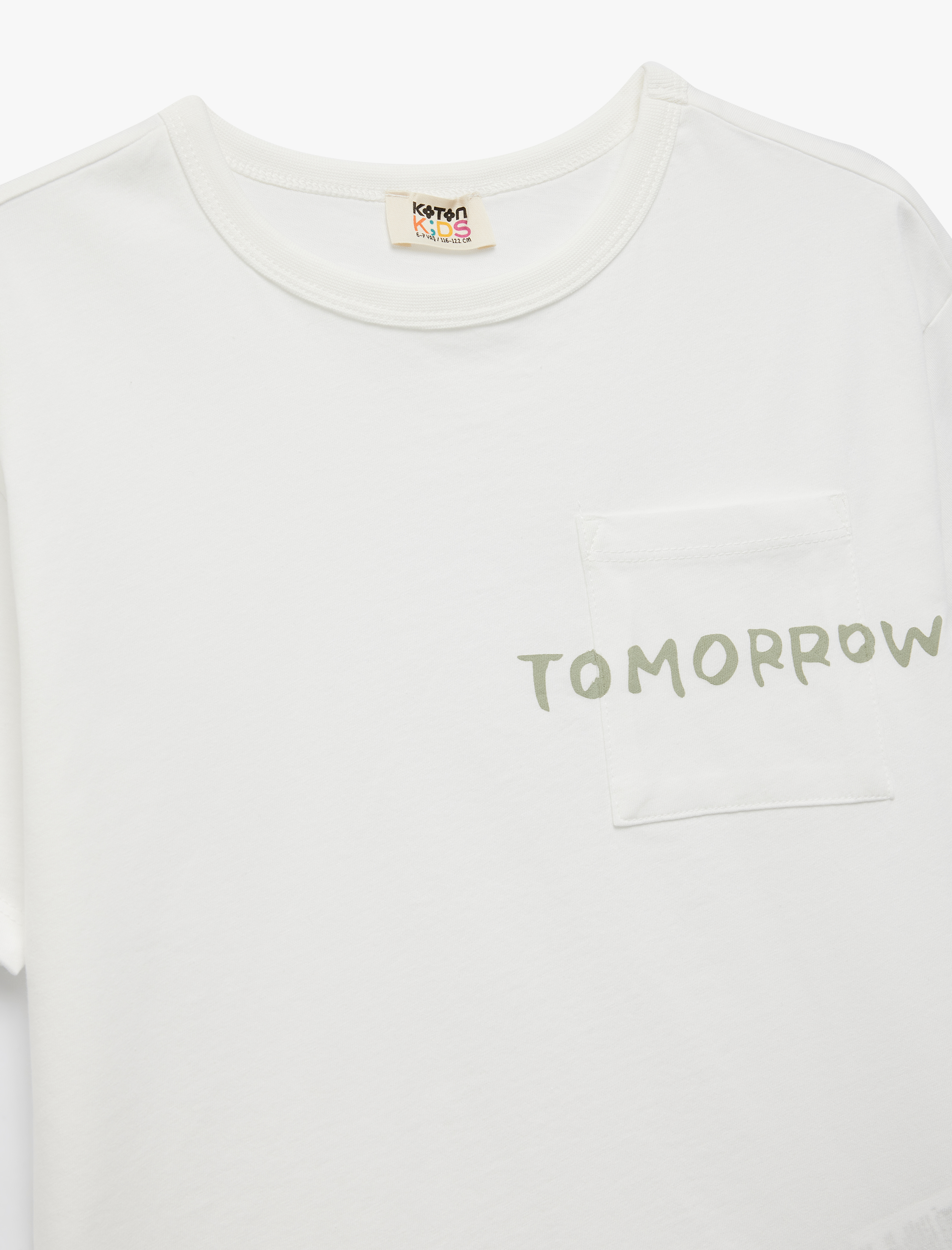  Erkek Çocuk Baskılı Cep Detaylı Bisiklet Yaka Pamuklu Kısa Kollu Tişört