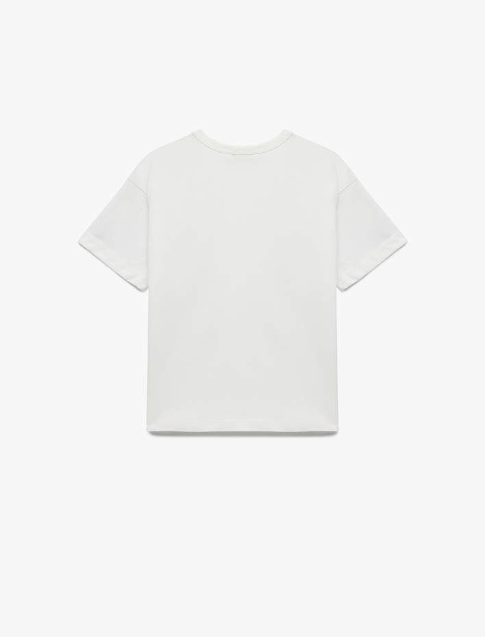 Erkek Çocuk Baskılı Cep Detaylı Bisiklet Yaka Pamuklu Kısa Kollu Tişört