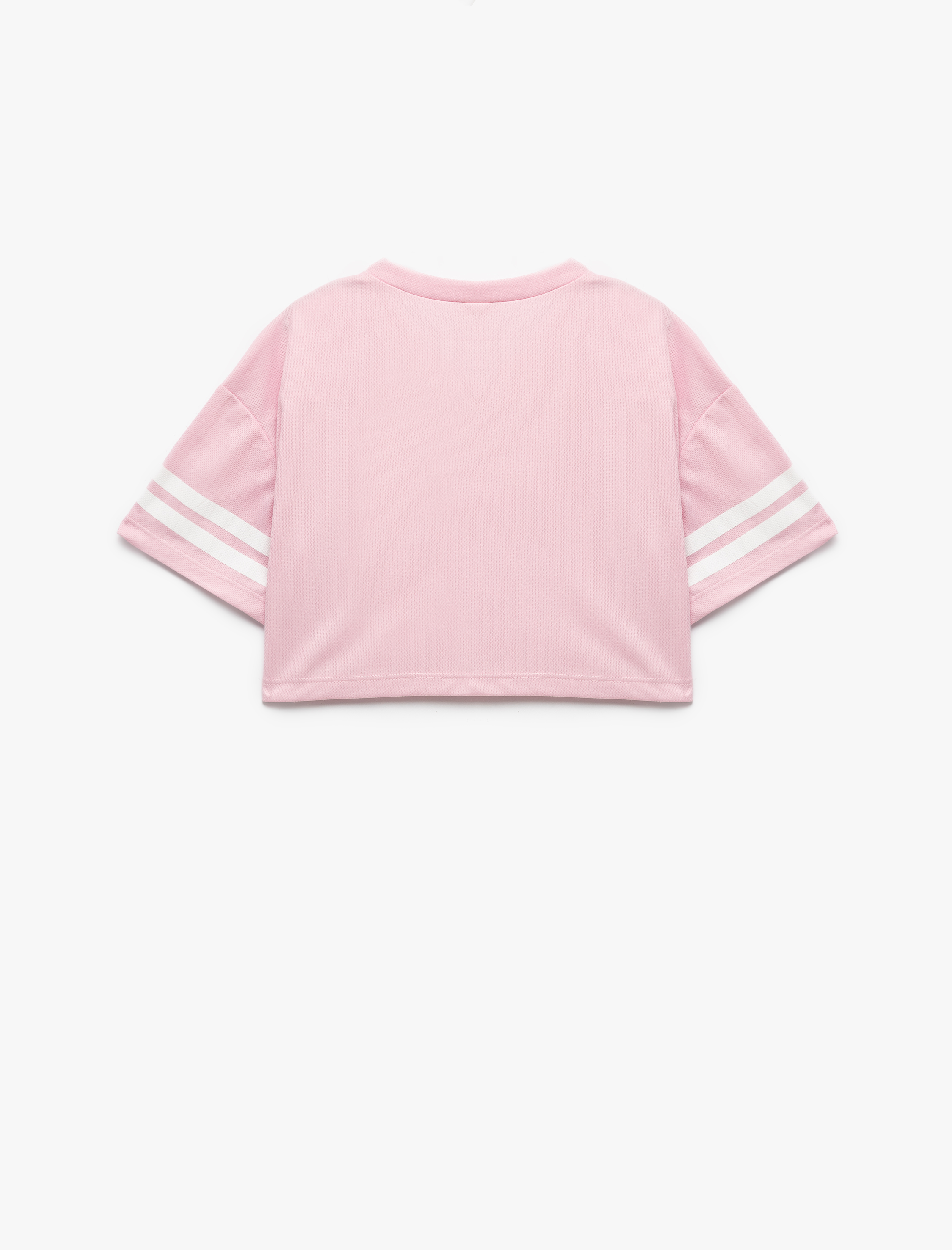  Kız Çocuk V Yaka Kısa Kollu Crop Oversize Kolej Baskılı Tişört