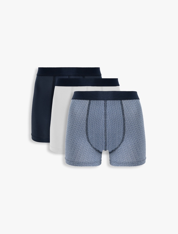 Çok Renkli Desenli Pamuklu 3'lü Erkek Boxer Seti_0
