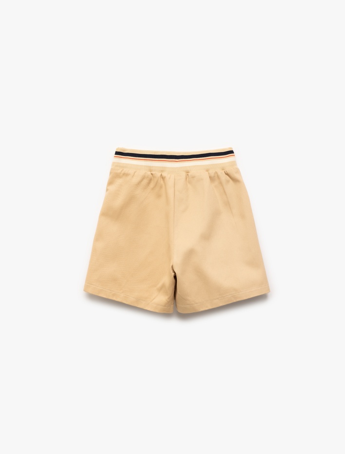 Kız Çocuk Pamuklu Gabardin Yüksek Bel Çizgili Pileli Şort Etek