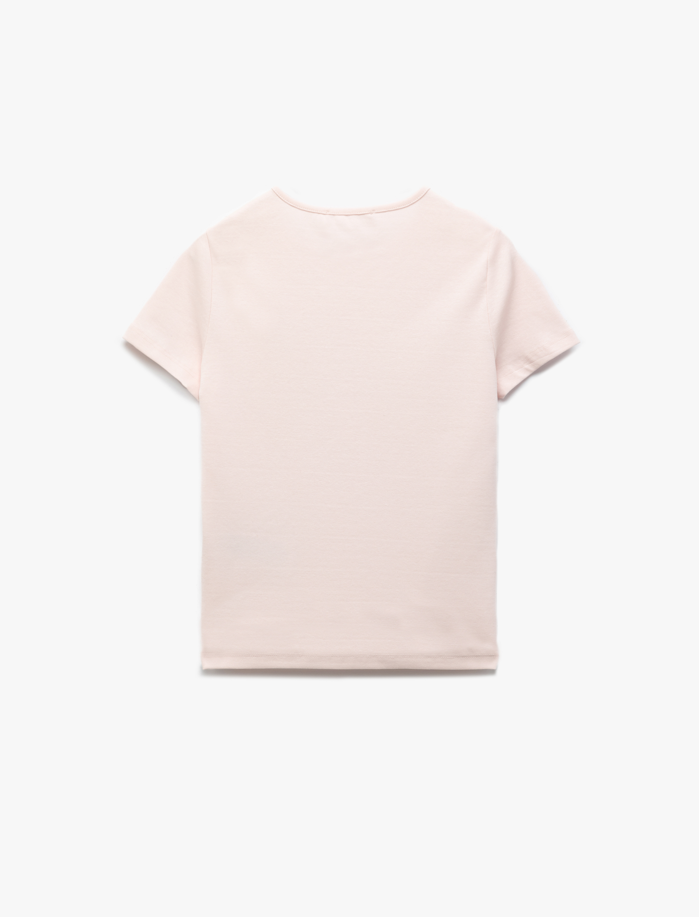 Bisiklet Yaka Kısa Kollu Dar Kesim Fiyonk Kurdele Detaylı Baskılı Tişört