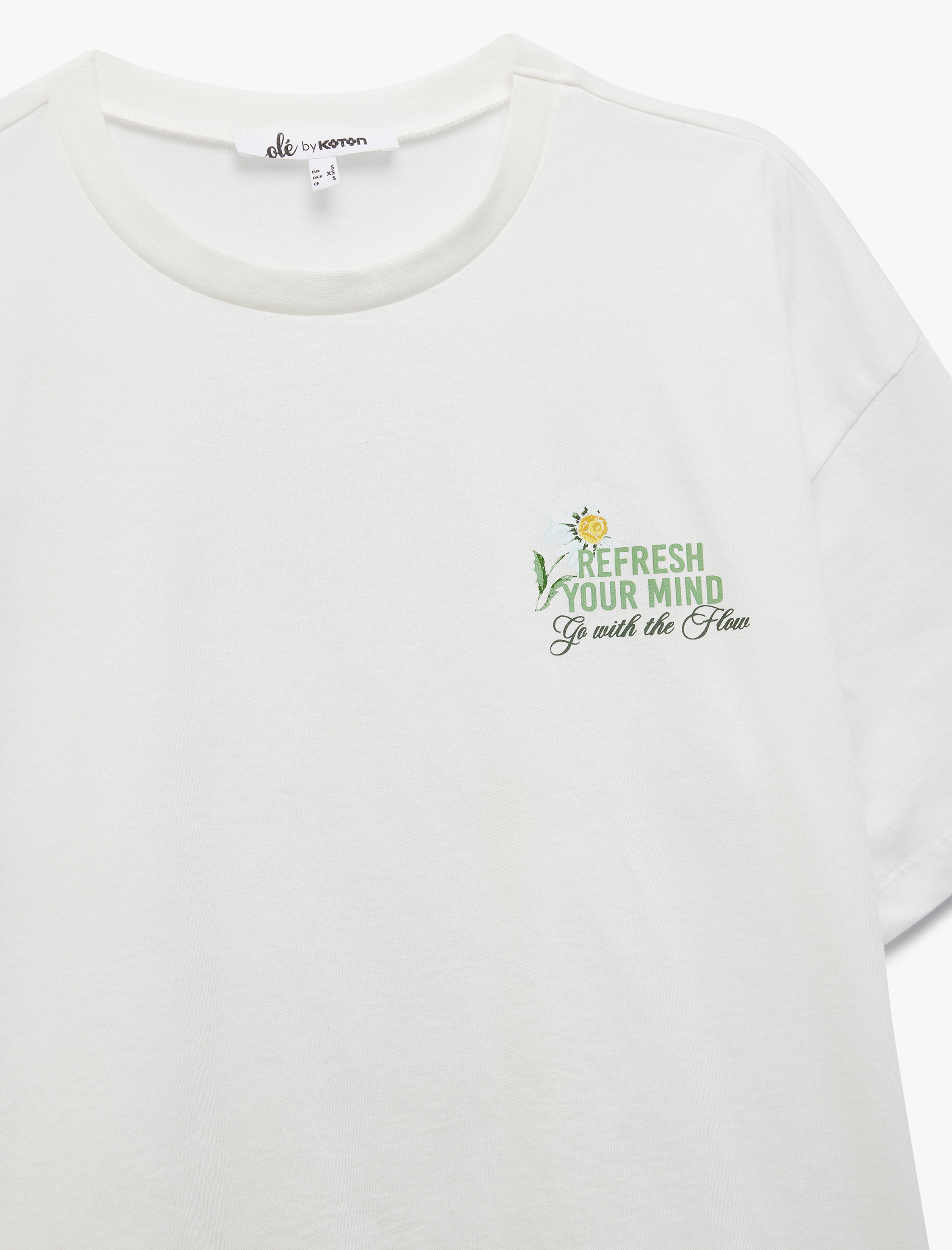   Pamuklu Bisiklet Yaka Kısa Kollu Arkası Baskılı Oversize Tişört