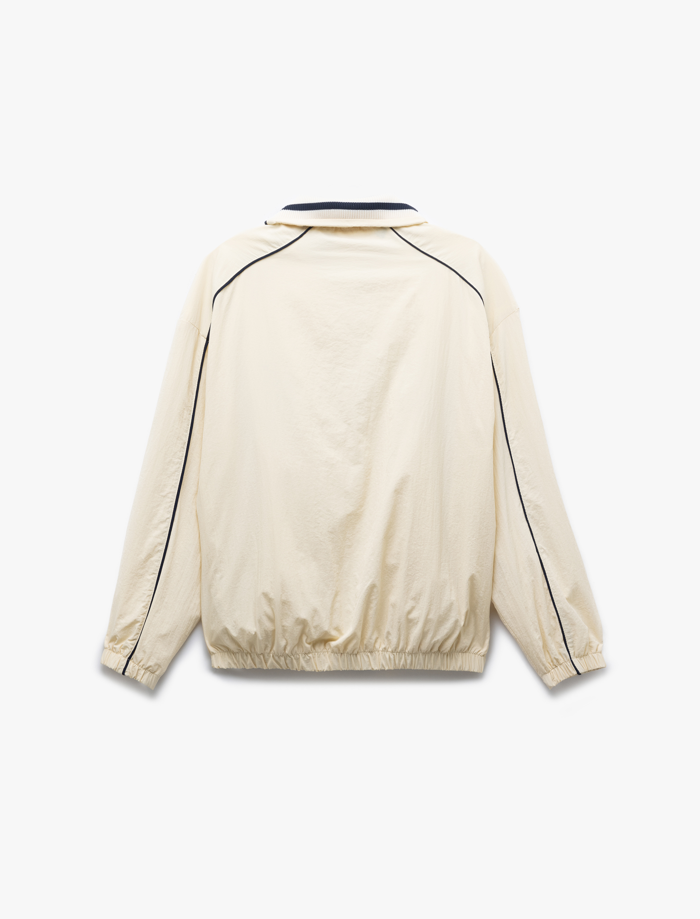 Gömlek Yaka Fermuarlı Kolej Temalı Baskılı Oversize Bomber Ceket