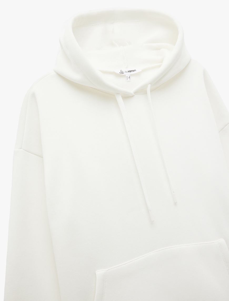  Üç İplik Şardonlu Kanguru Cepli Basic Kapüşonlu Sweatshirt