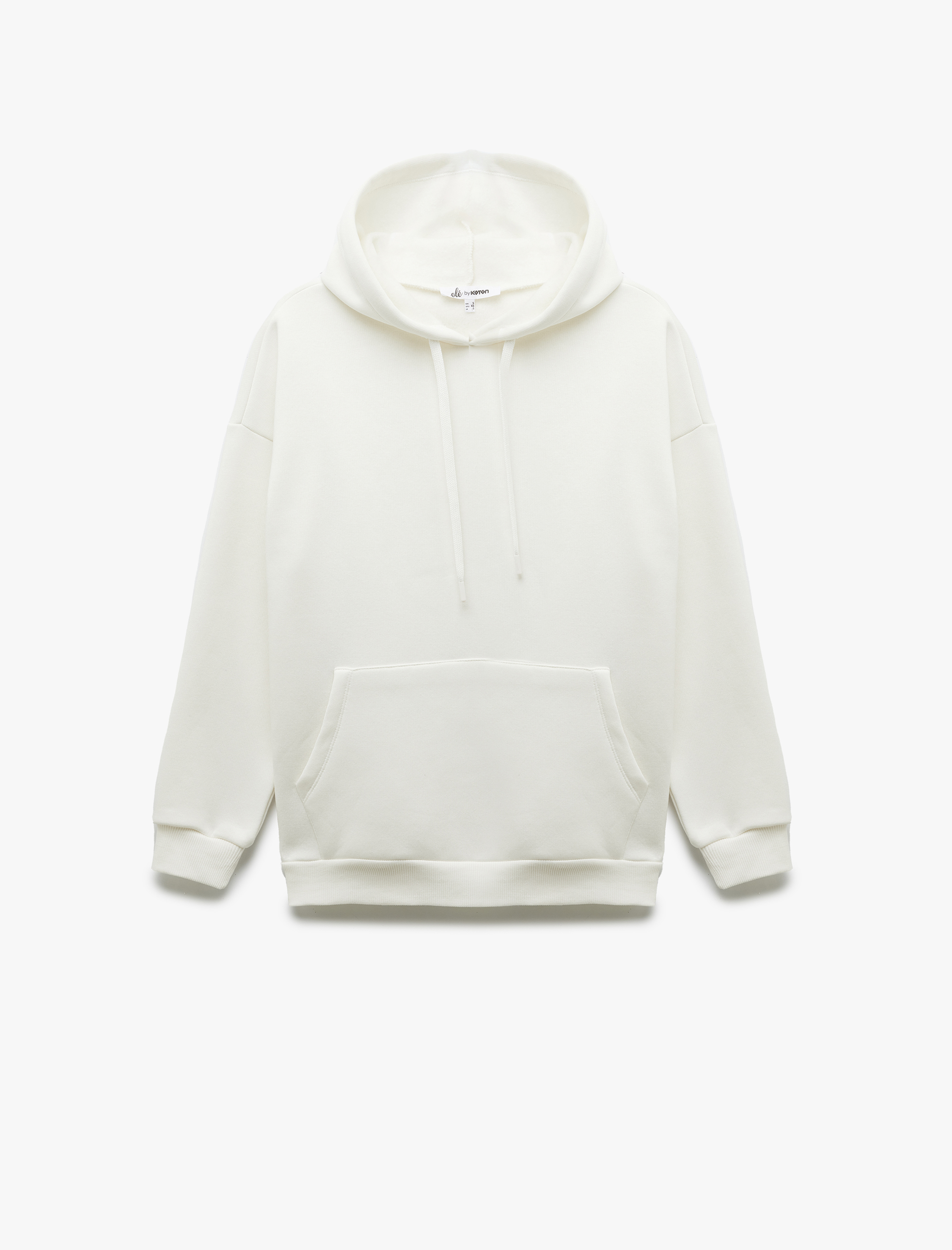   Üç İplik Şardonlu Kanguru Cepli Basic Kapüşonlu Sweatshirt