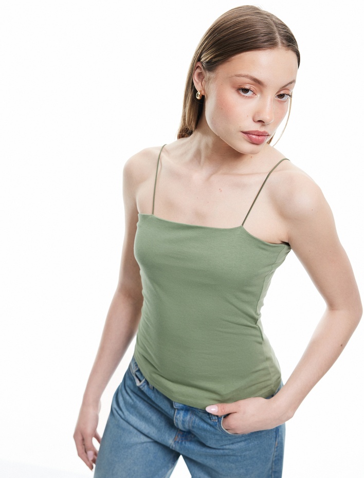  İp Askılı Pamuklu Dar Kesim Basic Kolsuz Atlet