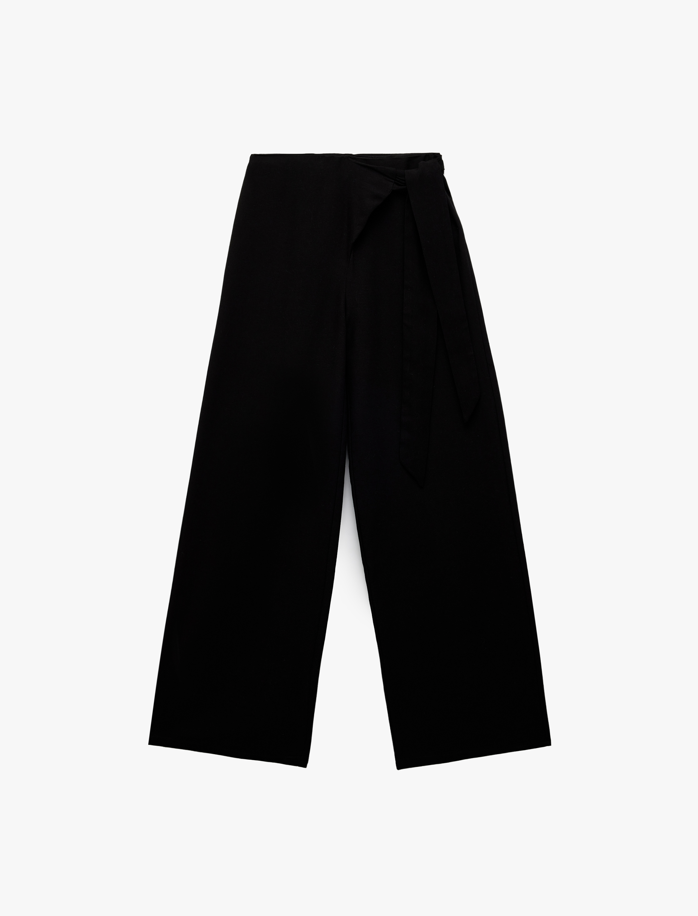   Bağlama Detaylı İspanyol Paça Keten Karışımlı Pantolon