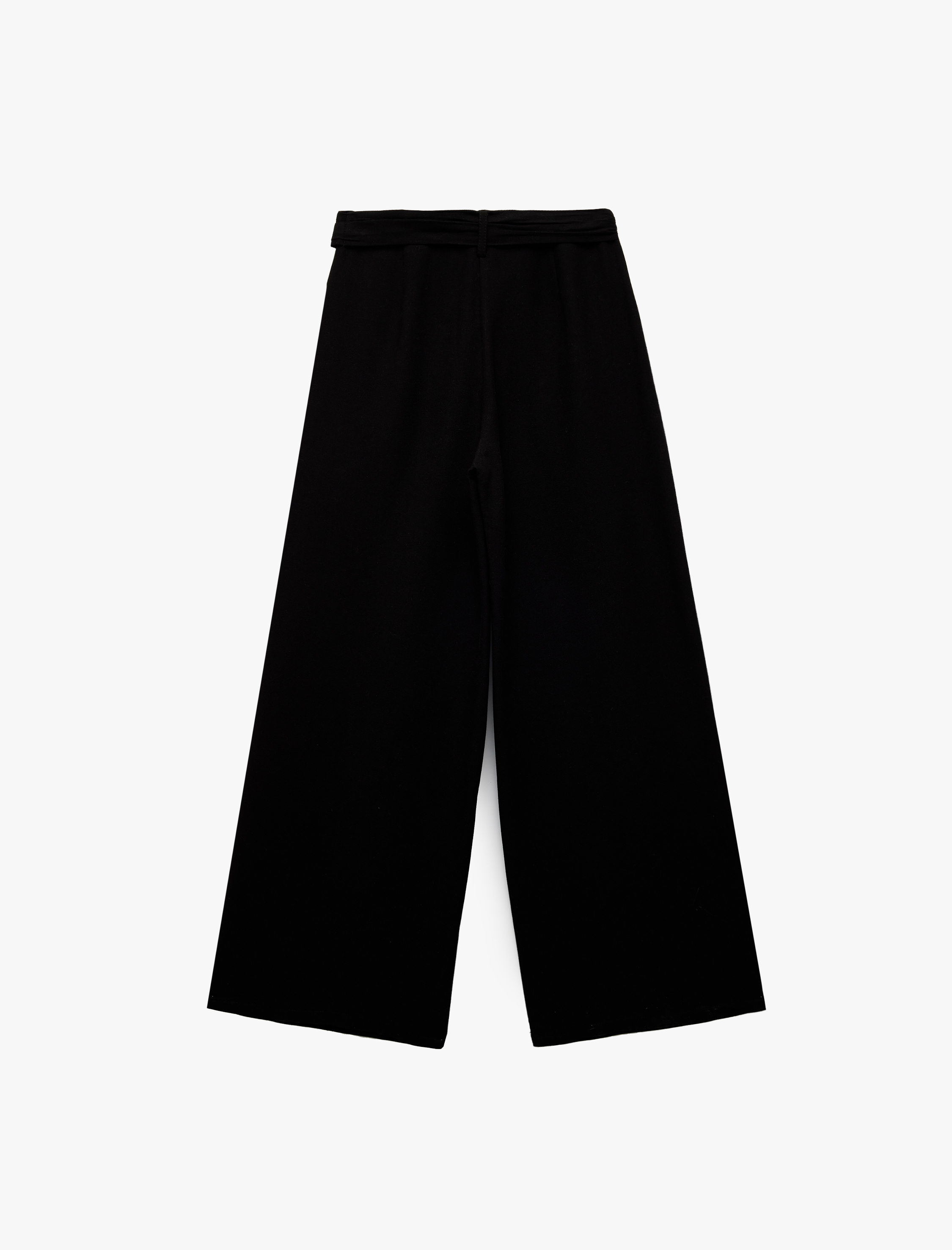   Bağlama Detaylı İspanyol Paça Keten Karışımlı Pantolon