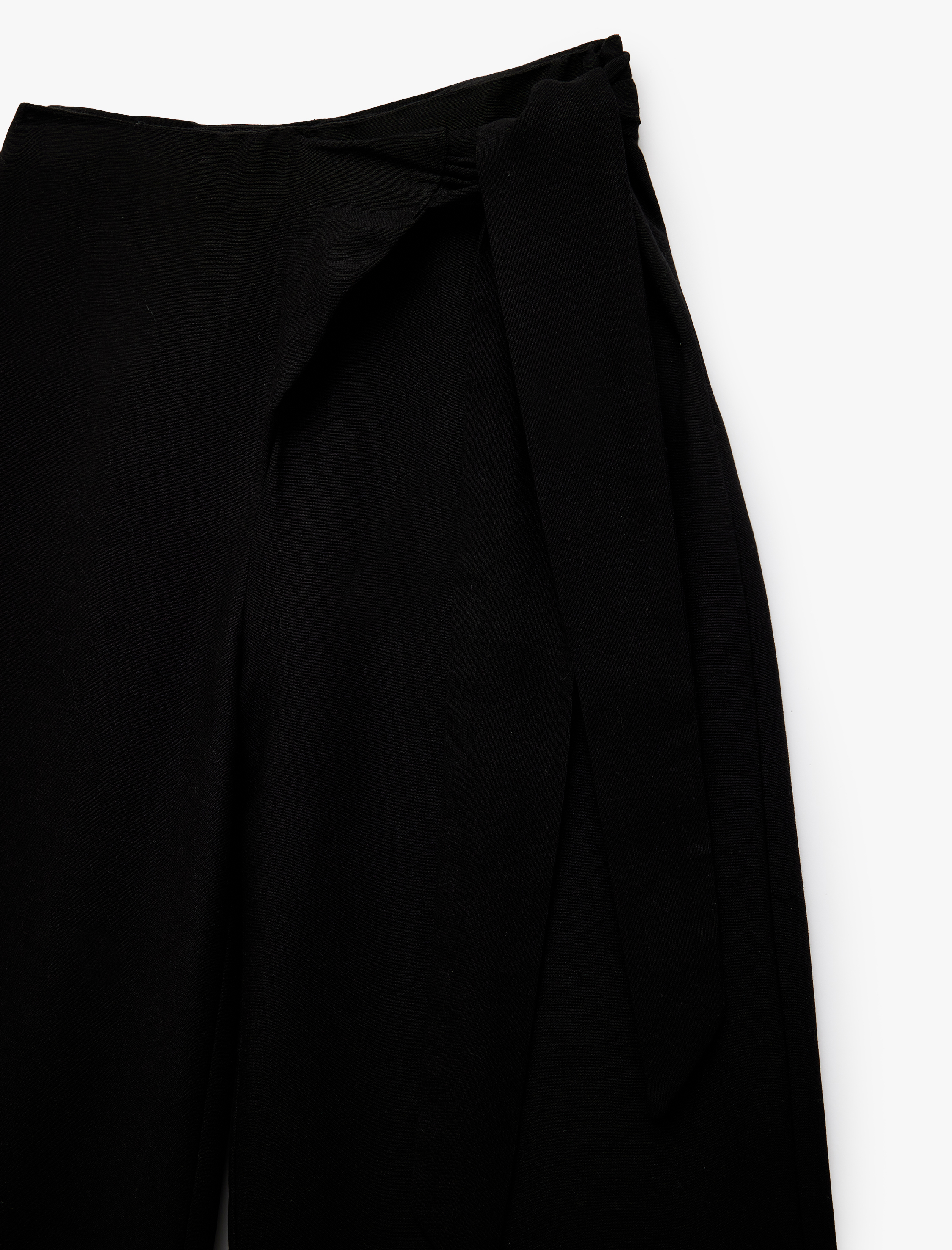   Bağlama Detaylı İspanyol Paça Keten Karışımlı Pantolon