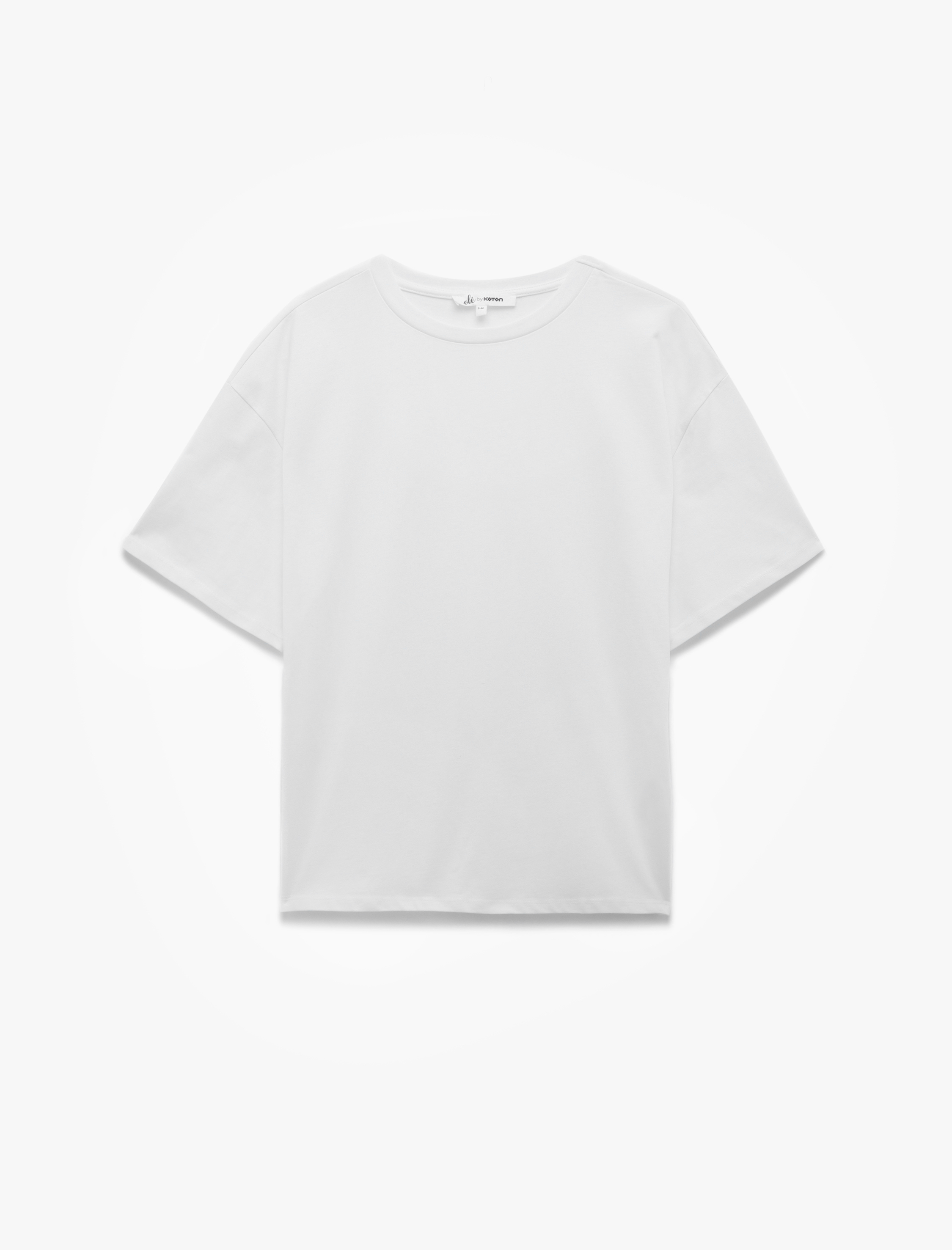   Pamuklu Kısa Kollu Bisiklet Yaka Basic Oversize Tişört