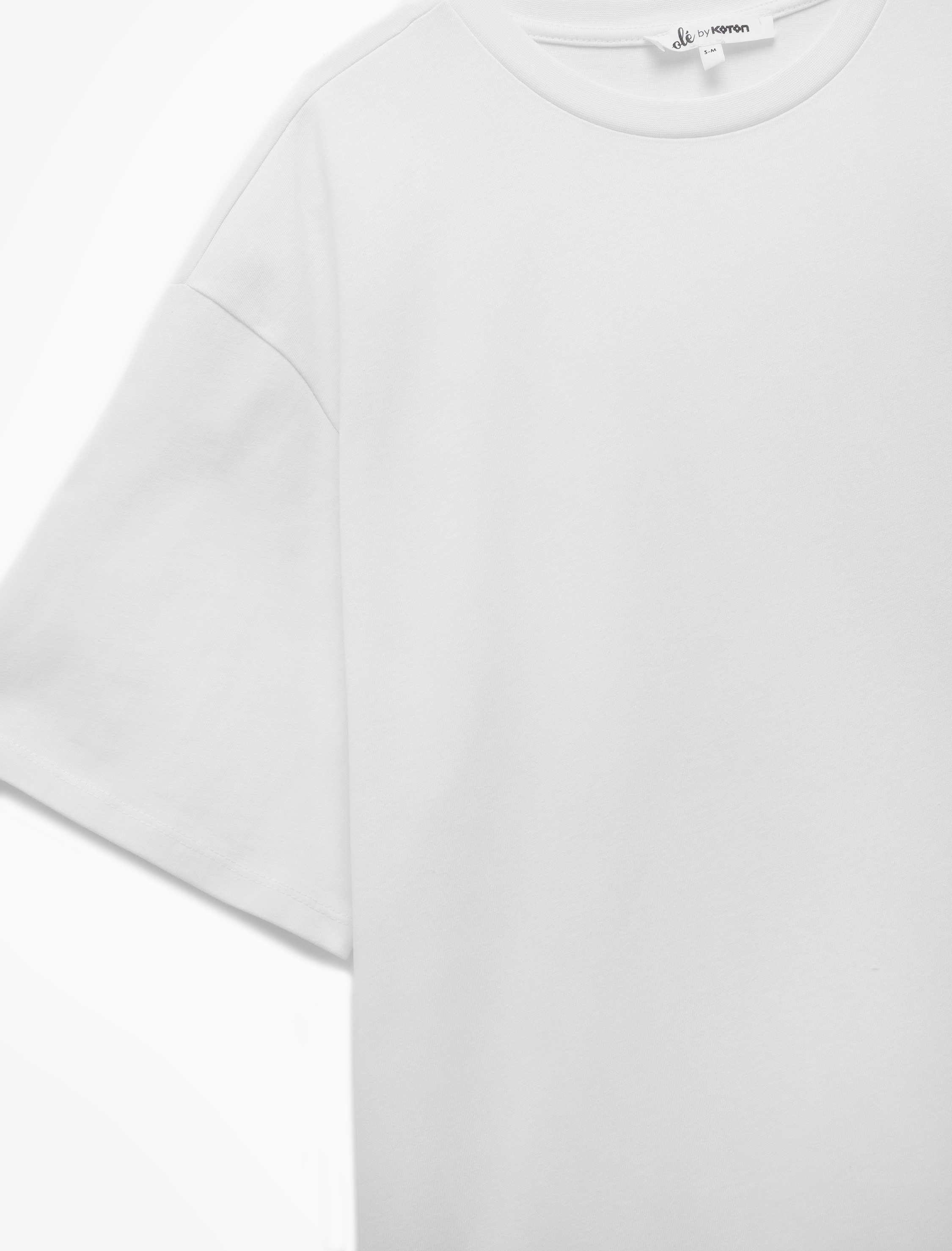   Pamuklu Kısa Kollu Bisiklet Yaka Basic Oversize Tişört