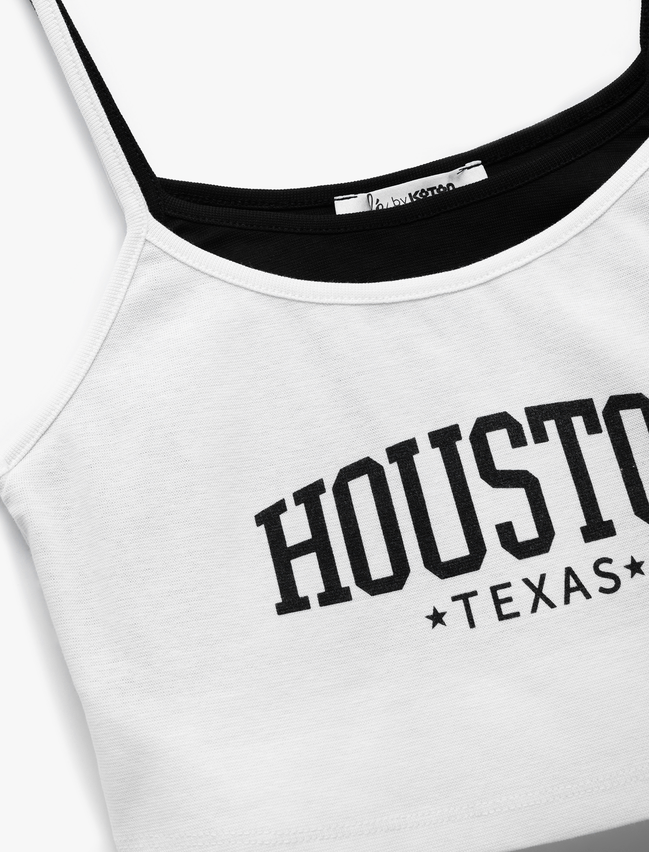   İp Askılı Baskılı Dar Kesim Kolsuz Kontrast Crop Üst