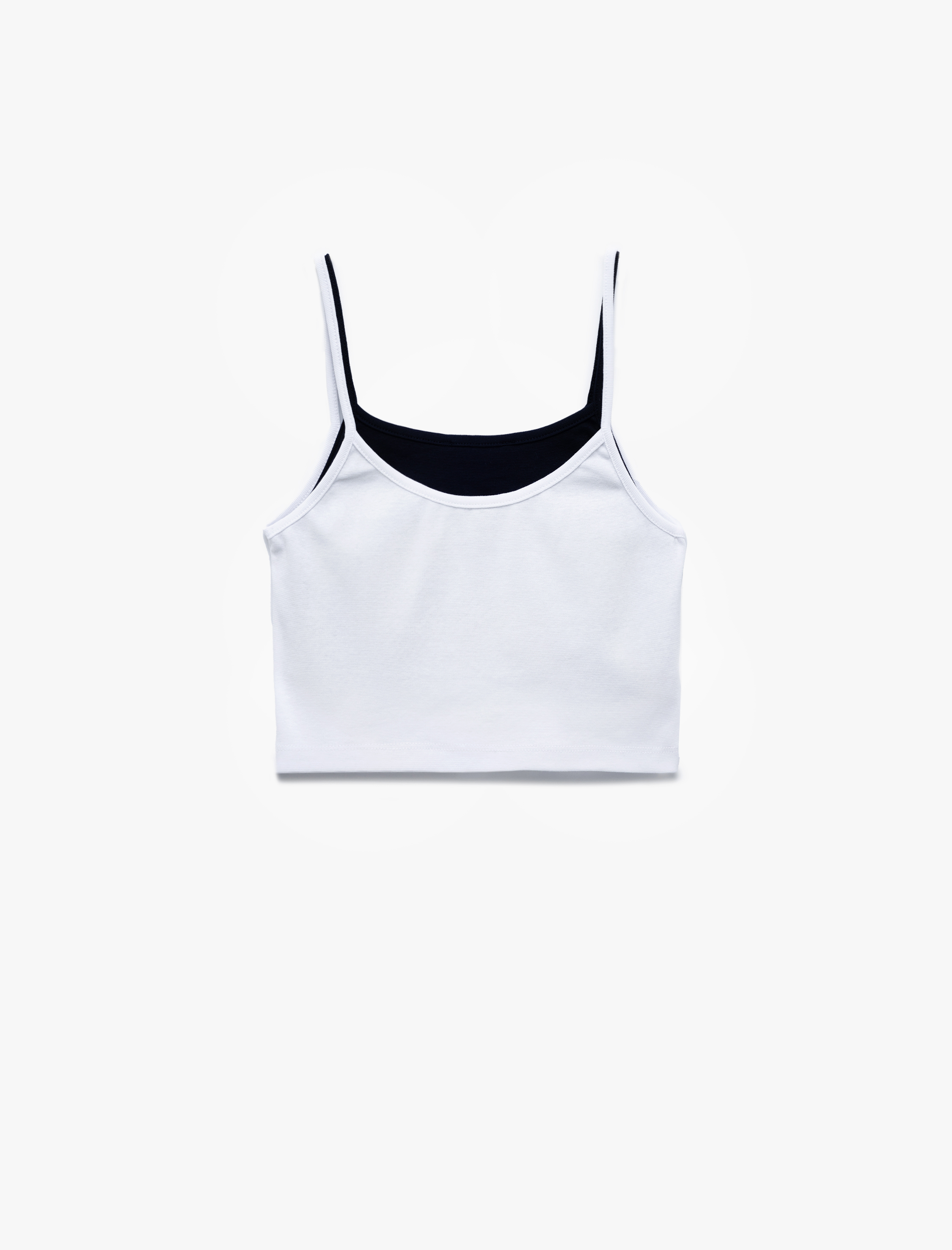   İp Askılı Baskılı Dar Kesim Kolsuz Kontrast Crop Üst