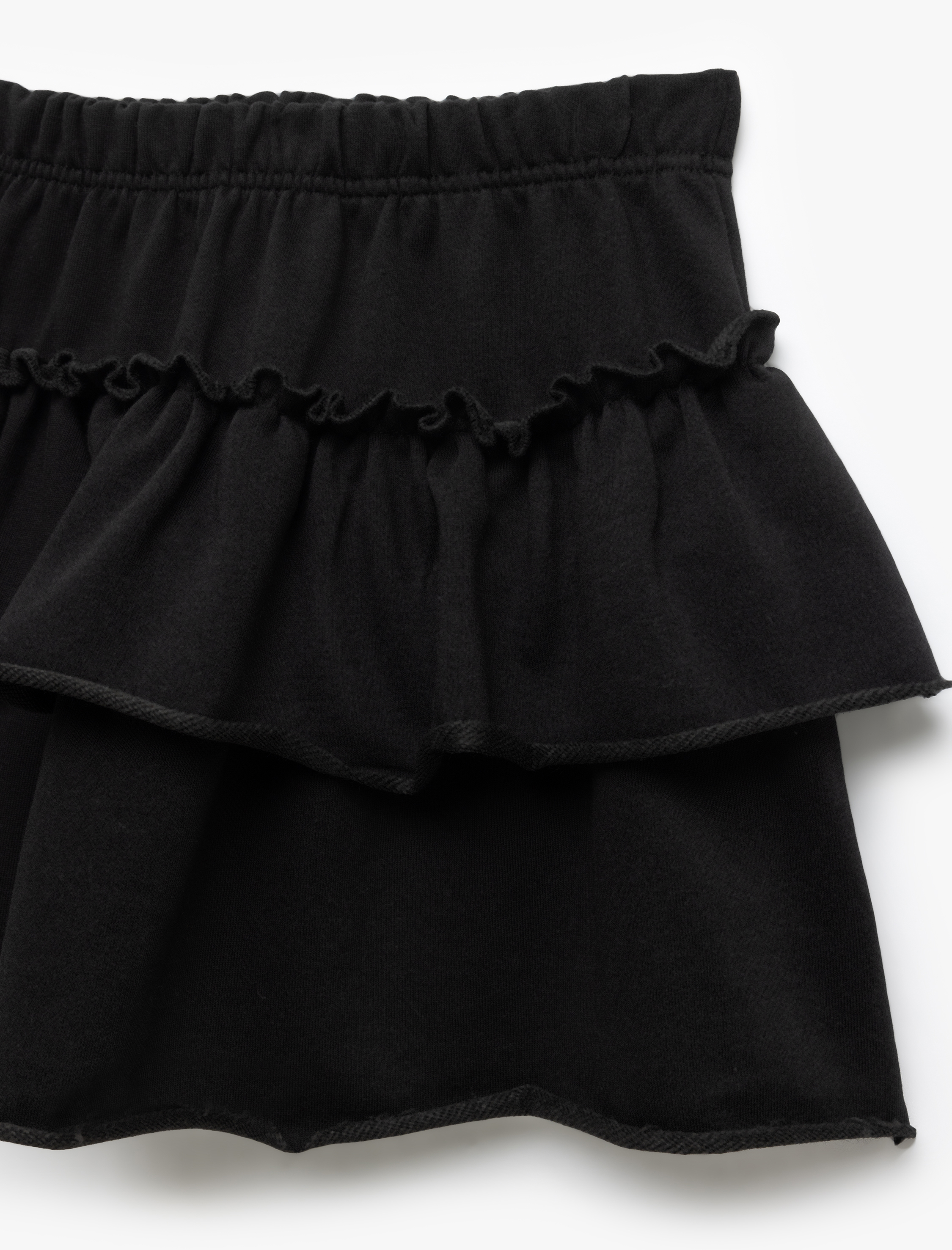   Yüksek Bel Katlı Volanlı Mini Etek