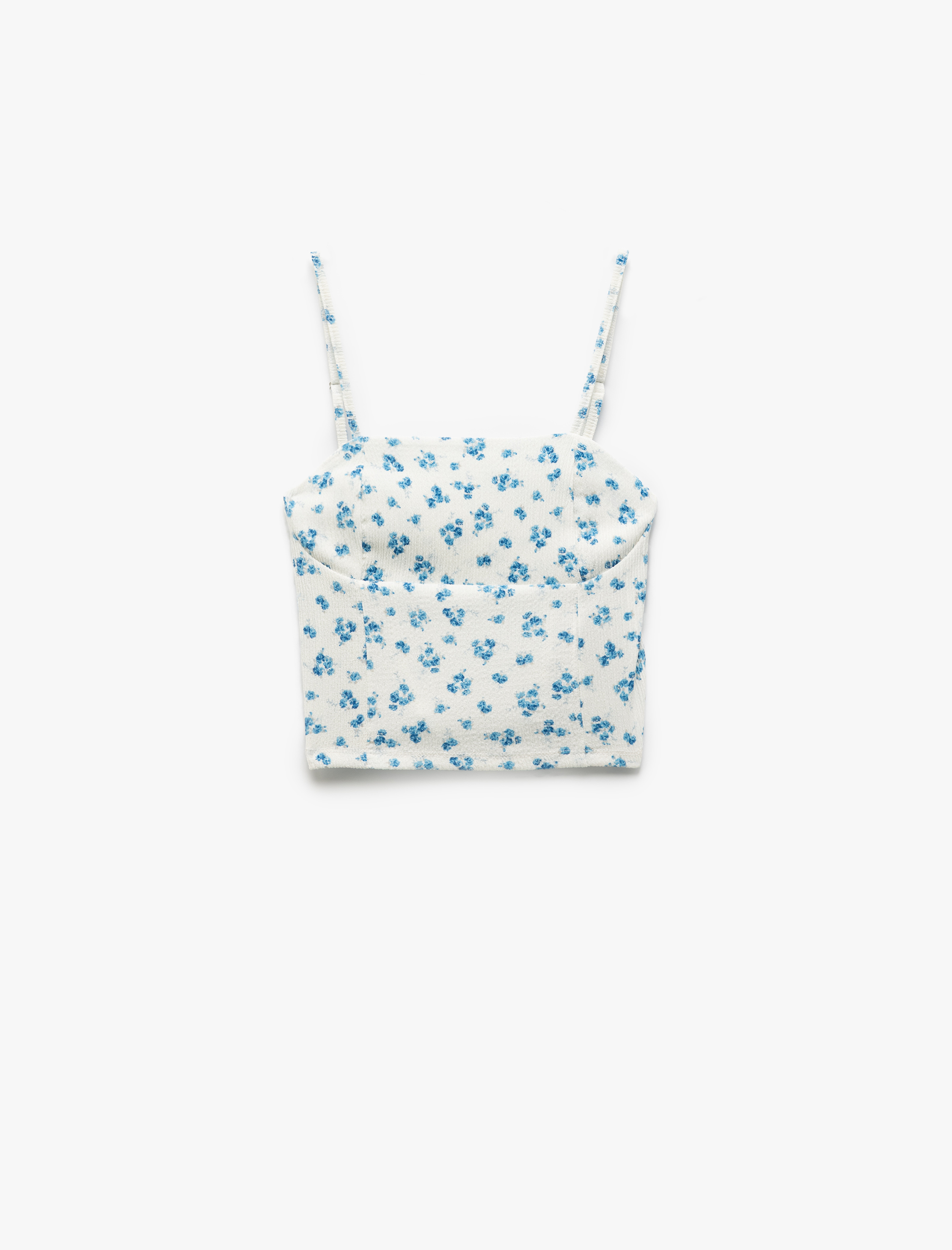   Bürümcük İp Askılı Çiçekli Dar Kesim Crop Üst