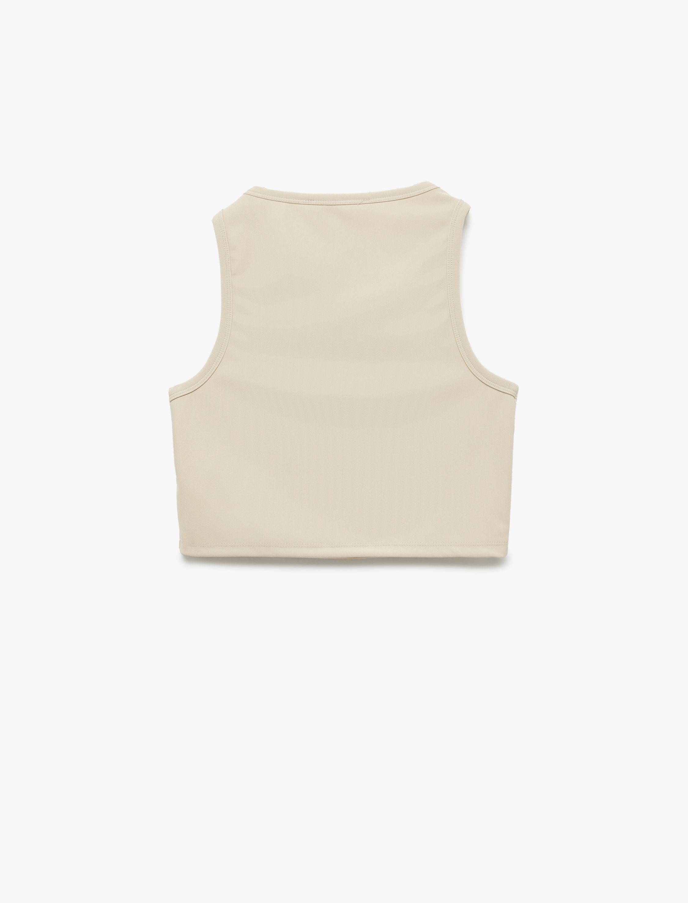   Bisiklet Yaka Kolsuz Dar Kesim Crop Basic Atlet