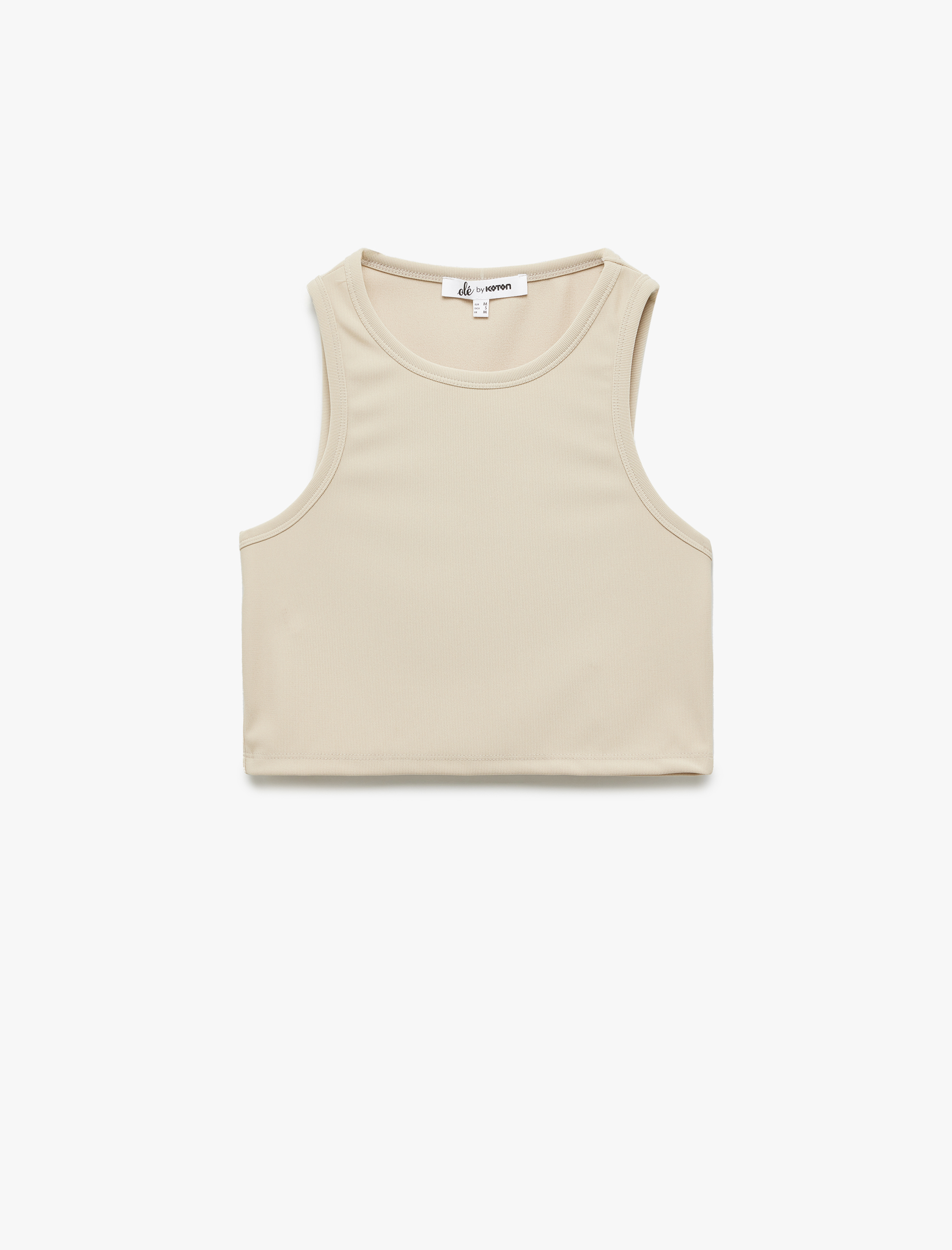   Bisiklet Yaka Kolsuz Dar Kesim Crop Basic Atlet