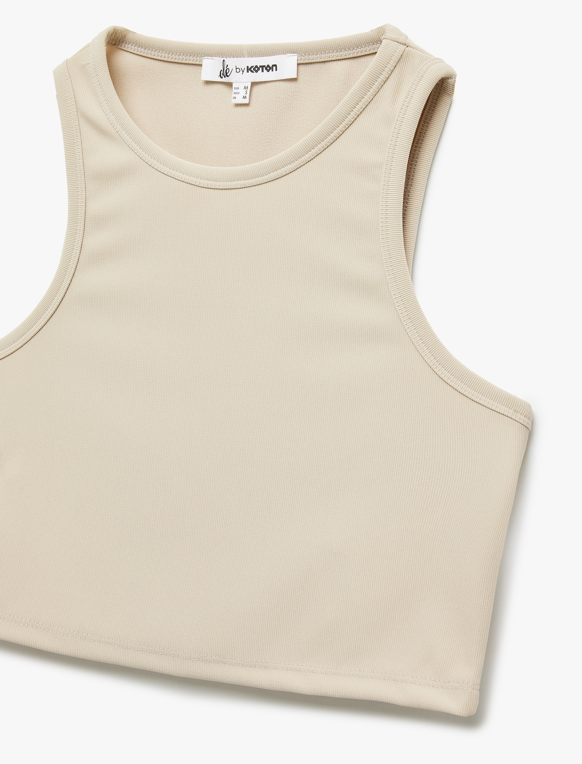   Bisiklet Yaka Kolsuz Dar Kesim Crop Basic Atlet