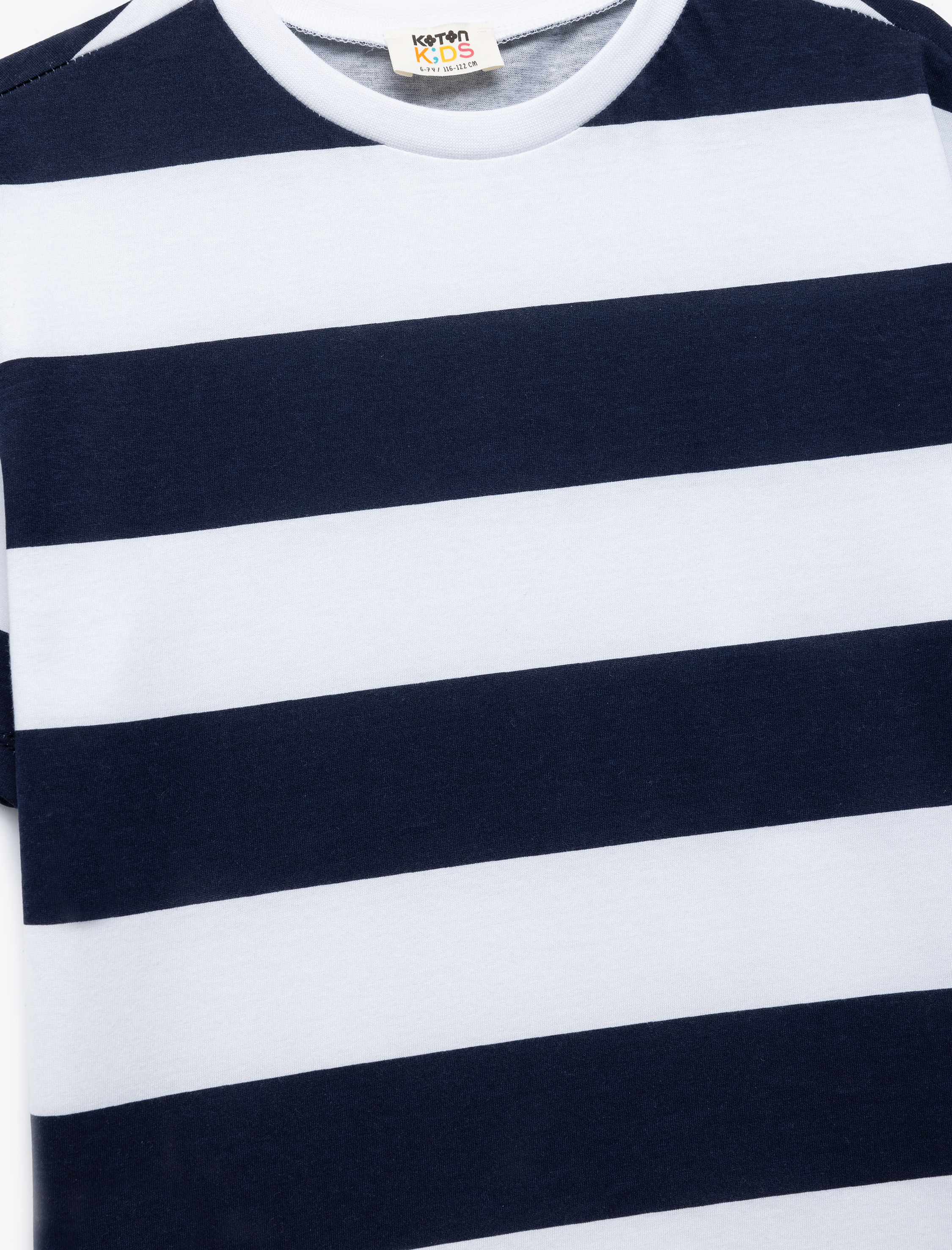  Erkek Çocuk Kısa Kollu Bisiklet Yaka Pamuklu Çizgili Tişört