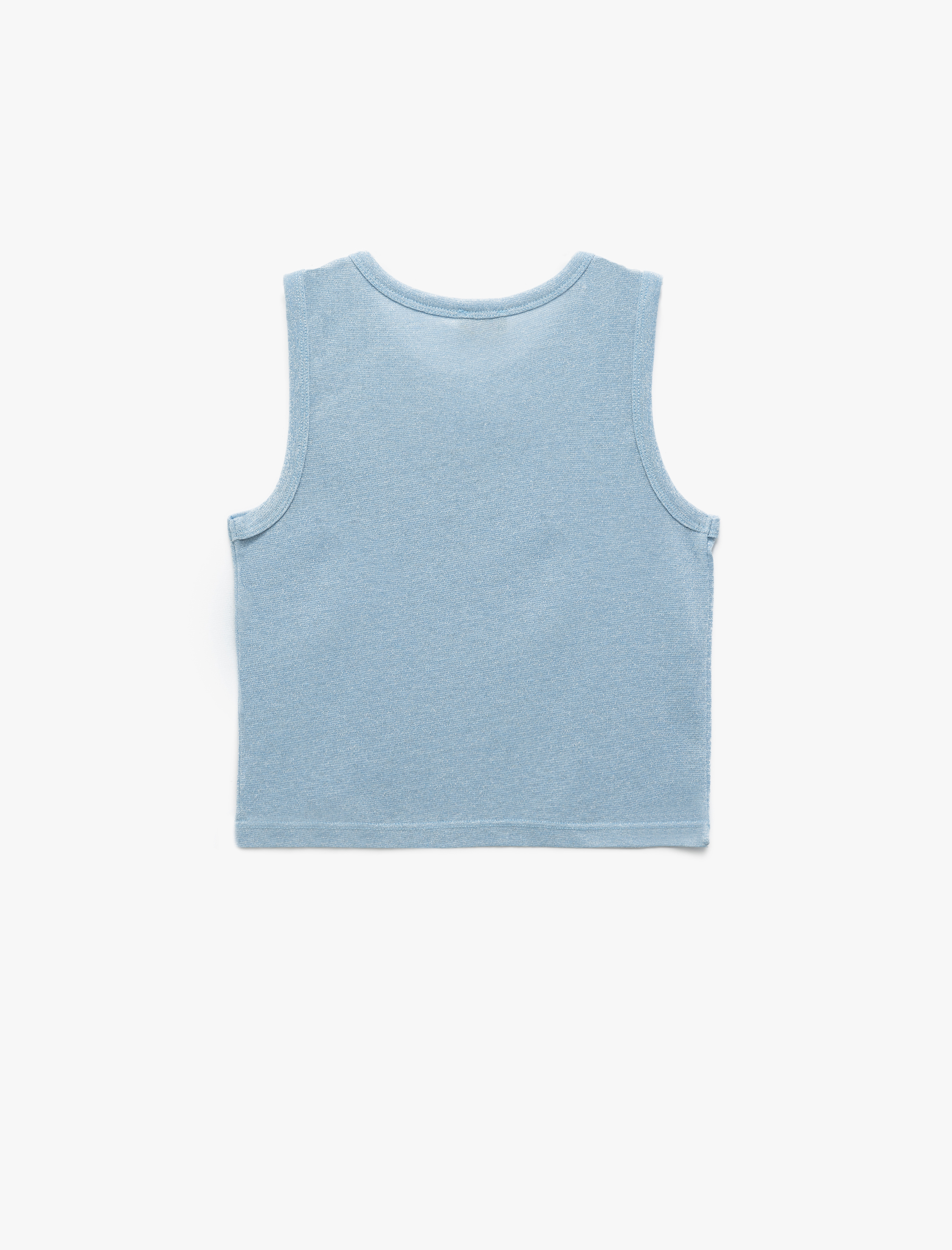  Kız Çocuk Pamuklu Slim Fit Bisiklet Yaka Kolsuz Fiyonk Detaylı Crop Atlet