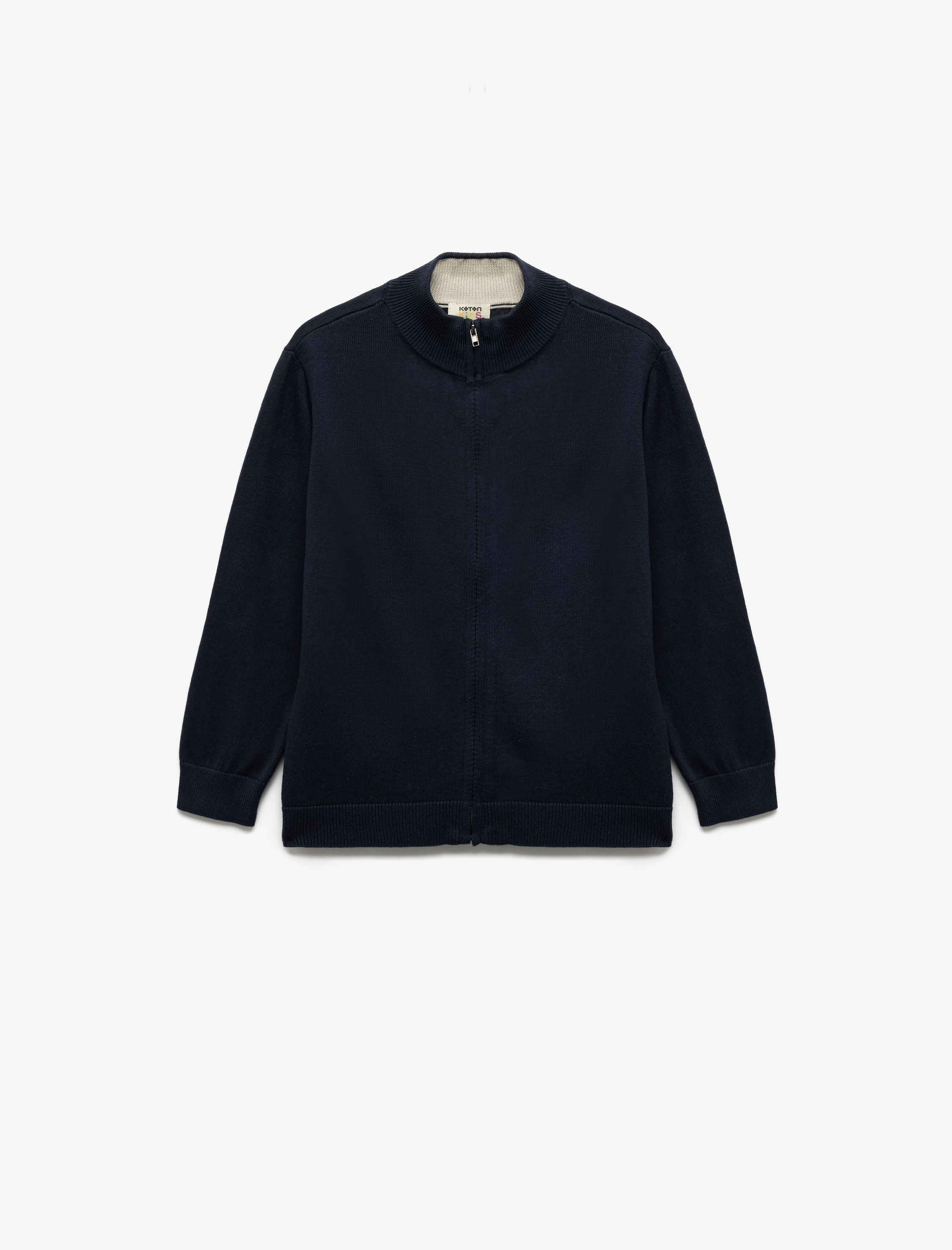  Erkek Çocuk Pamuklu Uzun Kollu Fermuarlı Dik Yaka Triko Hırka