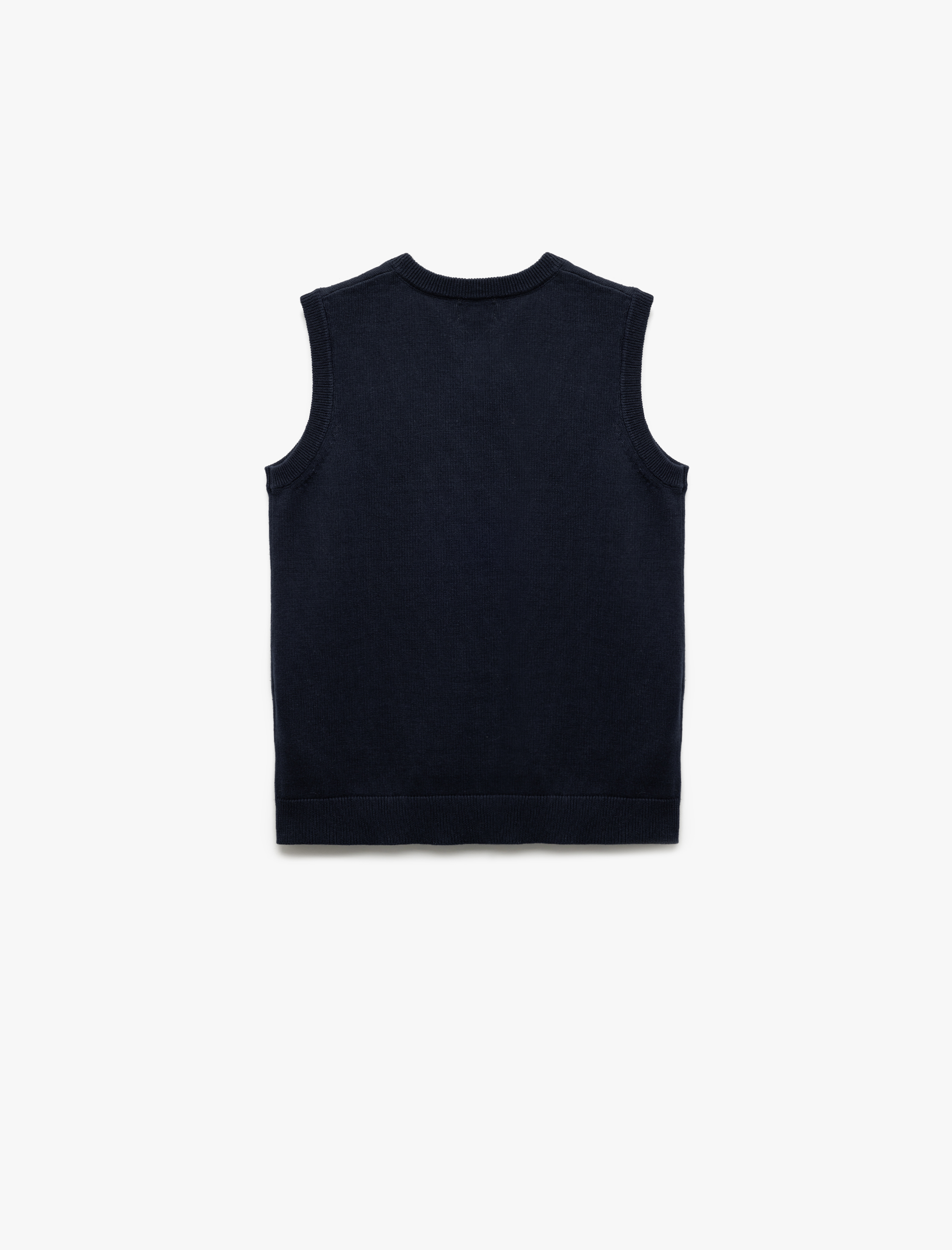  Erkek Çocuk Kolsuz V Yaka Triko Okul Süveteri