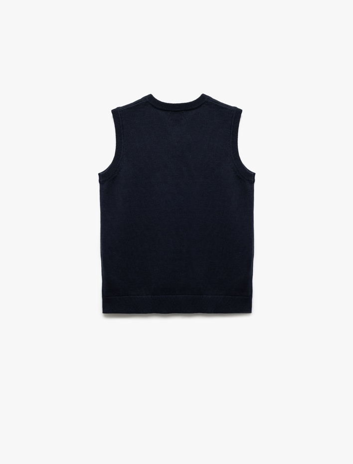 Erkek Çocuk Kolsuz V Yaka Triko Okul Süveteri