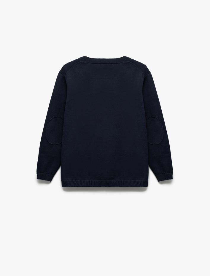 Erkek Çocuk Uzun Kollu Düğmeli Cepli V Yaka Triko Hırka