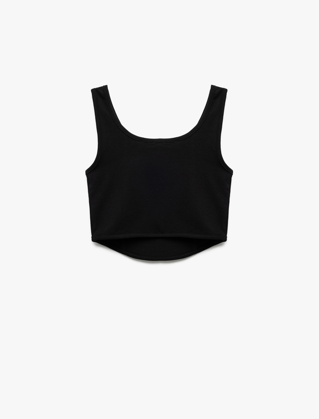 Pamuklu Slim Fit U Yaka Kalın Askılı Basic Crop Atlet_1