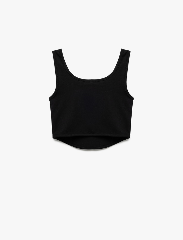 Kız Çocuk Pamuklu Slim Fit U Yaka Kalın Askılı Basic Crop Atlet