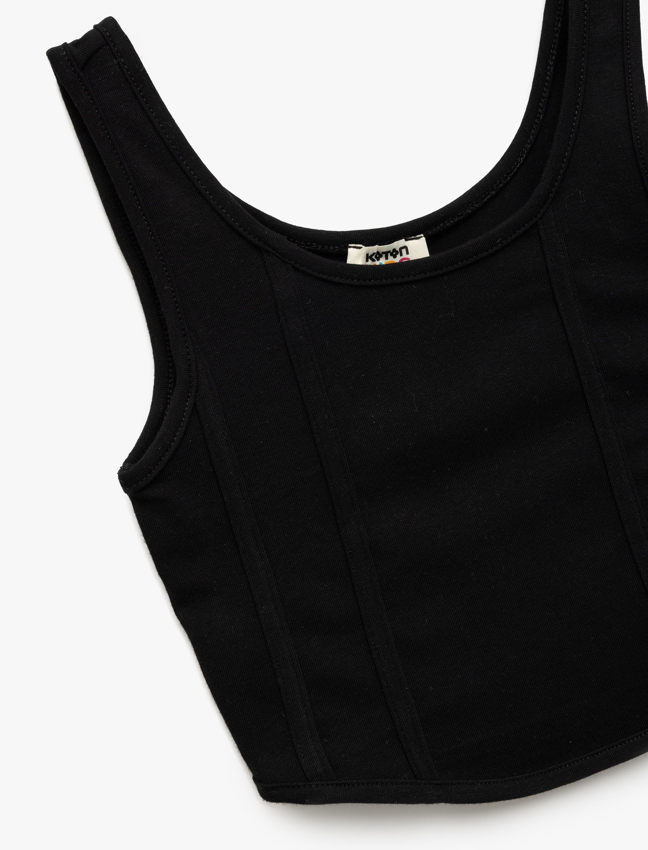  Kız Çocuk Pamuklu Slim Fit U Yaka Kalın Askılı Basic Crop Atlet