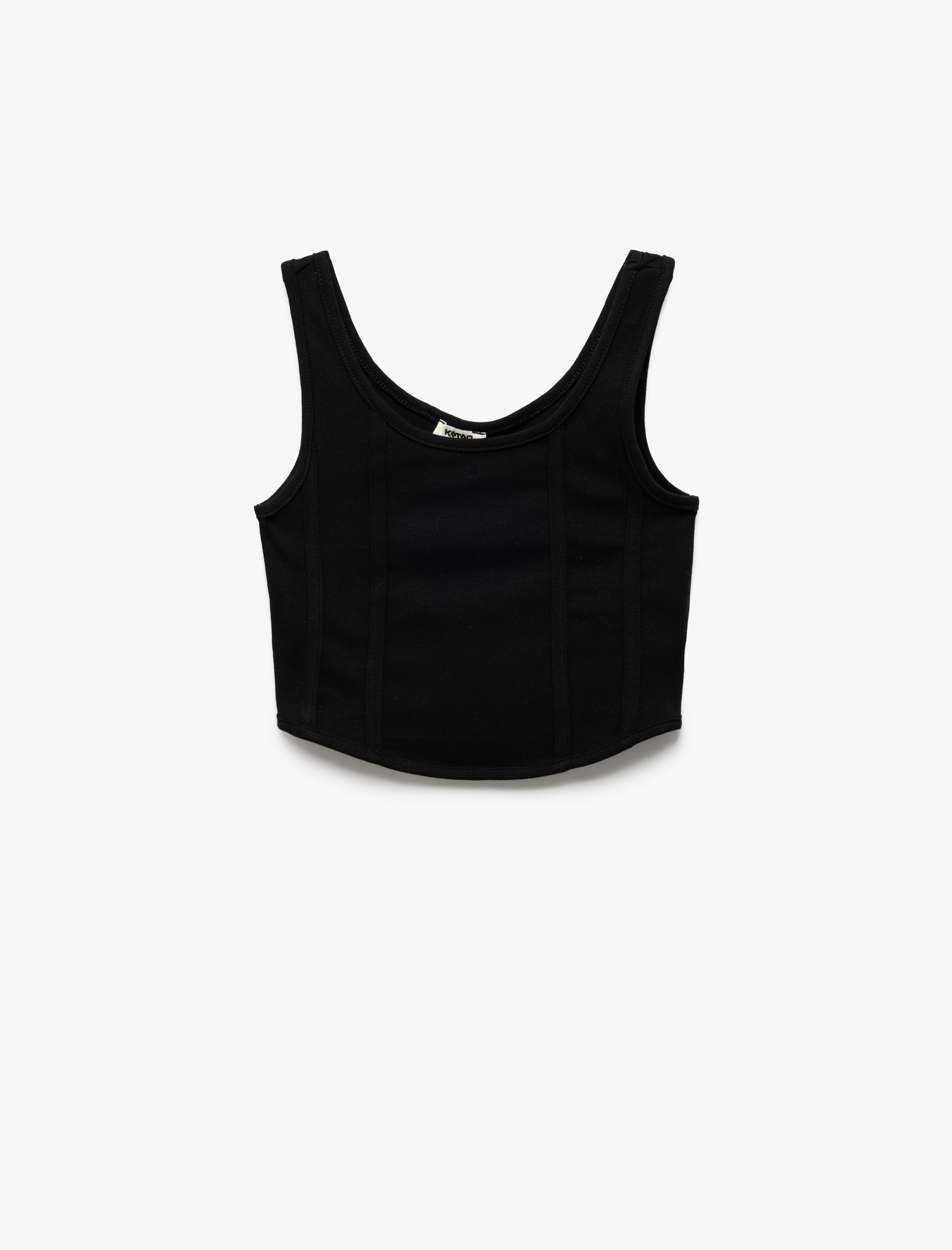 Koton Pamuklu Slim Fit U Yaka Kalın Askılı Basic Crop Atlet -1