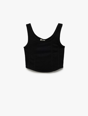 Pamuklu Slim Fit U Yaka Kalın Askılı Basic Crop Atlet