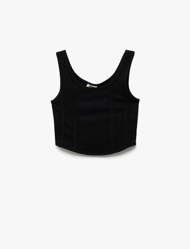 Pamuklu Slim Fit U Yaka Kalın Askılı Basic Crop Atlet_0