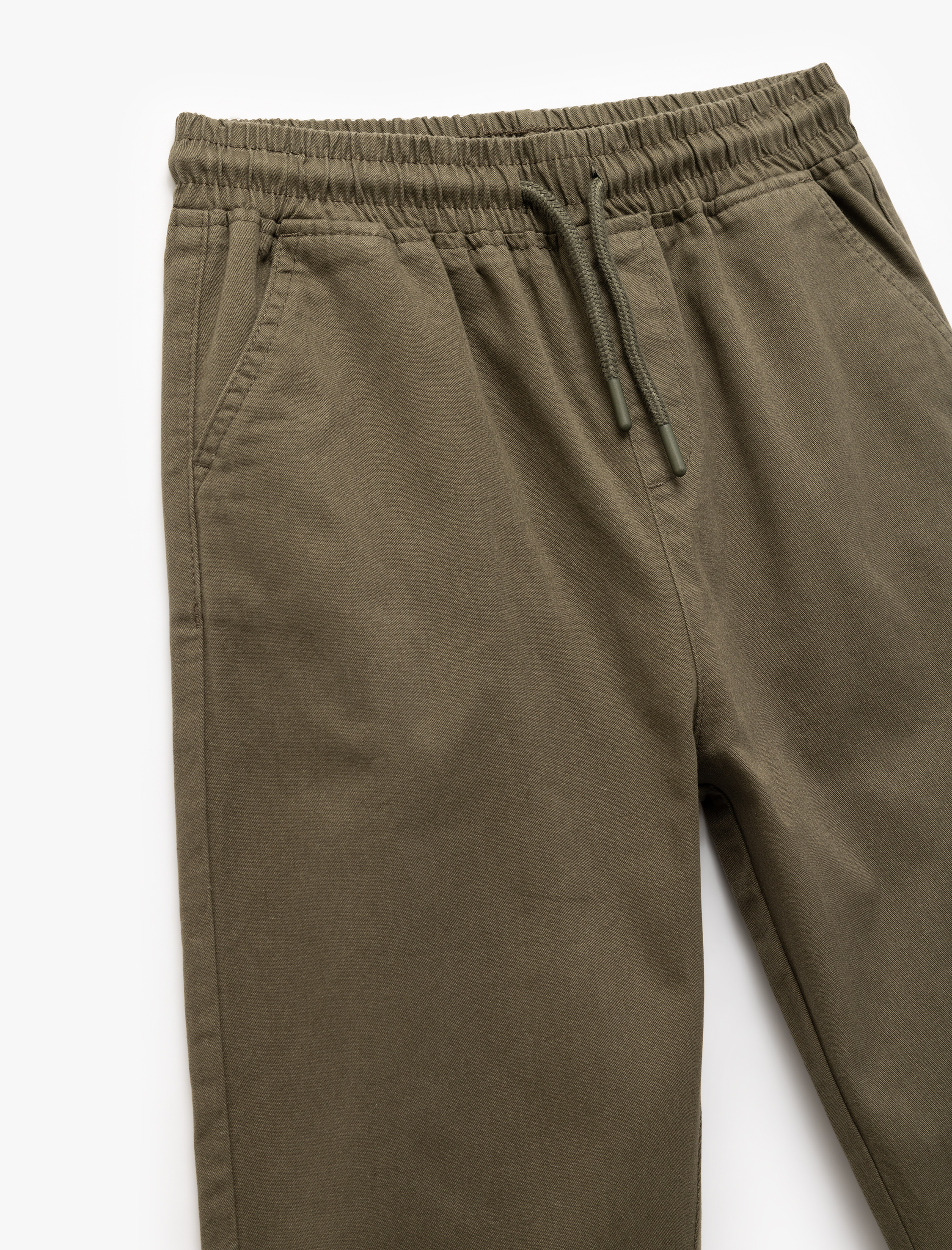  Erkek Çocuk Beli Bağcıklı Cep Detaylı Pamuklu Gabardin Jogger Pantolon