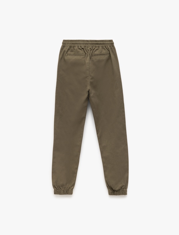 Beli Bağcıklı Cep Detaylı Pamuklu Gabardin Jogger Pantolon_1